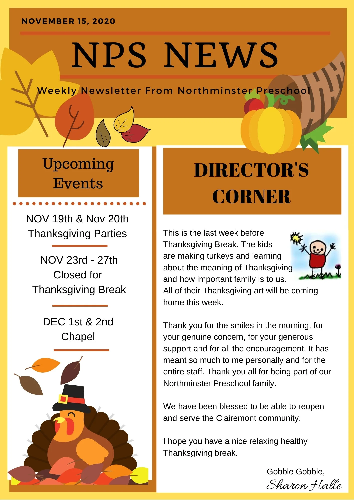 Director's Newsletter — Northminster Preschool