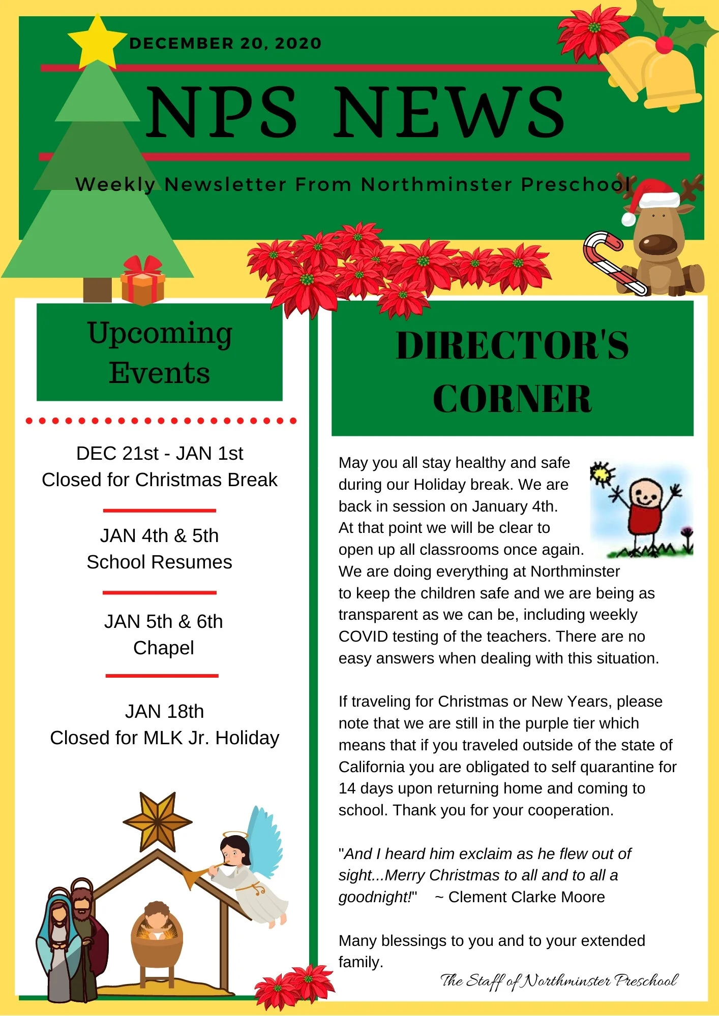 Director's Newsletter — Northminster Preschool