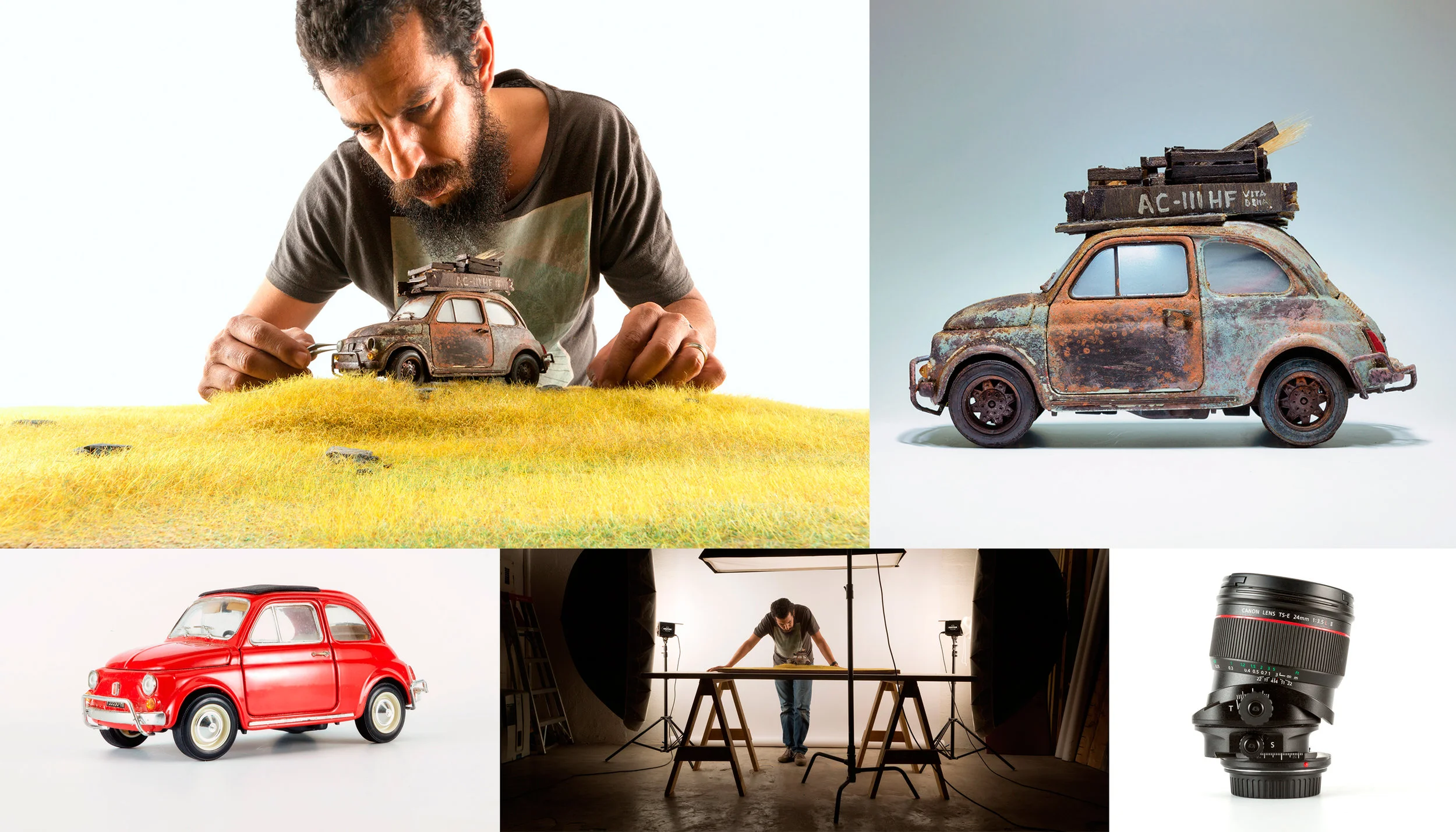 BTS / BEHIND THE SCENES: SET DESIGN & PRODUCTION / SCALE MODEL BUILT & "WEATHERING" / PHOTOGRAPHY PRODUCTION / POST-PRODUCTION.