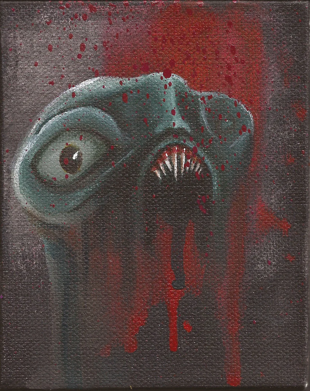 Babbler 4x5 inches acrylic, water color, ink, spray paint on canvas