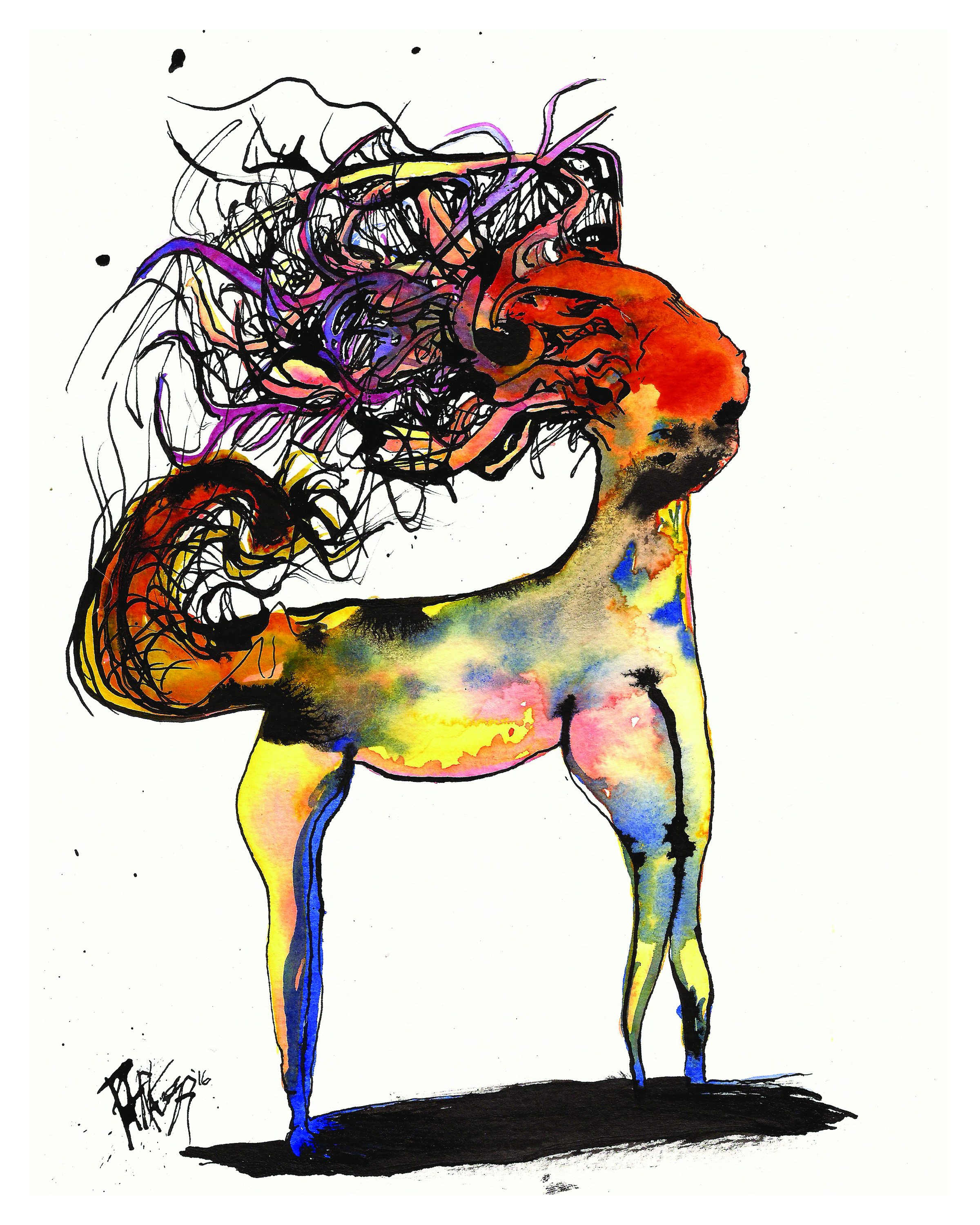 Sagittarius. Watercolor/Acrylic. 9x12" (approx.)