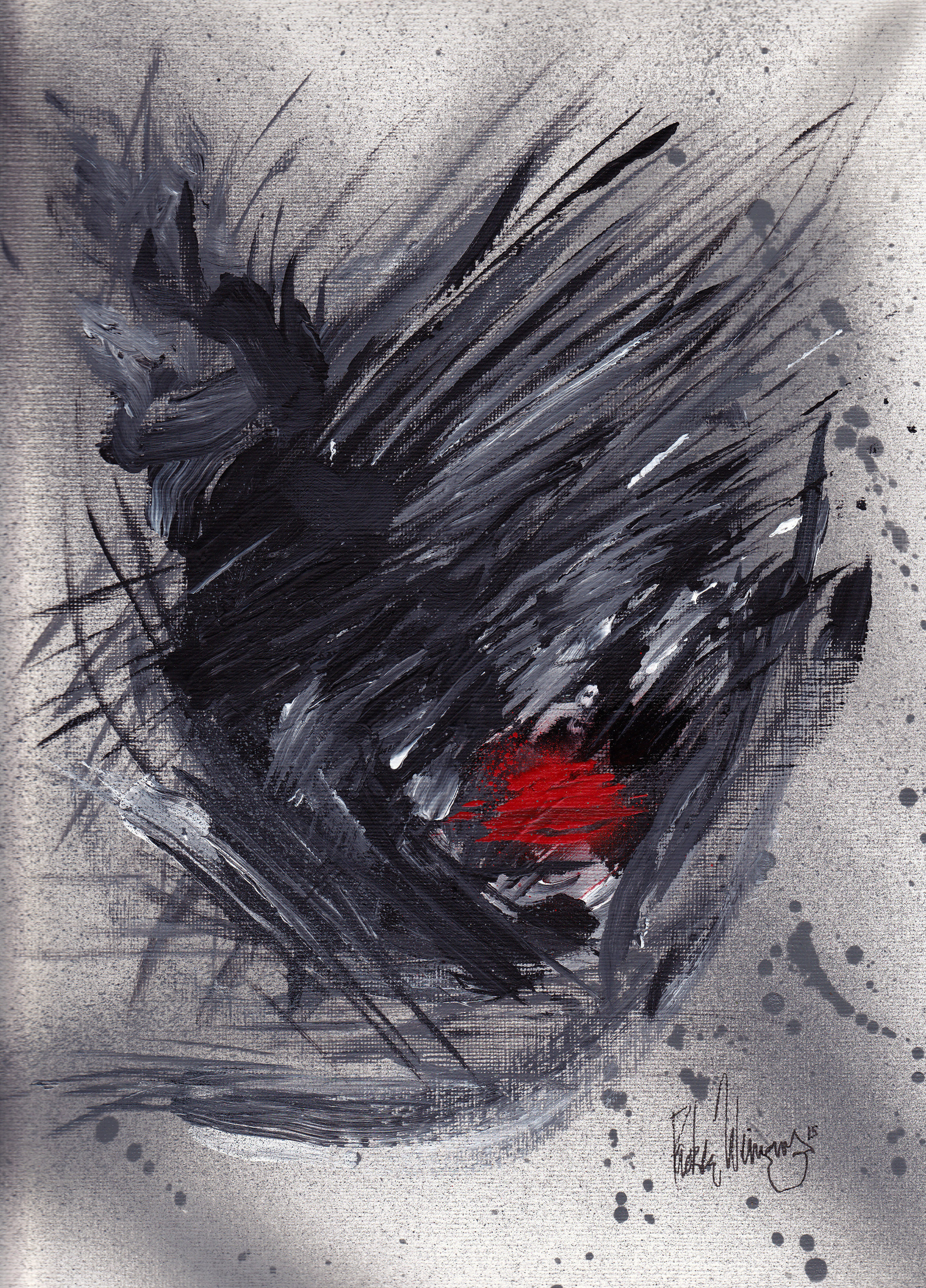 Kiss. 9x12 inches. Acrylic, Spray Paint on Canvas Paper