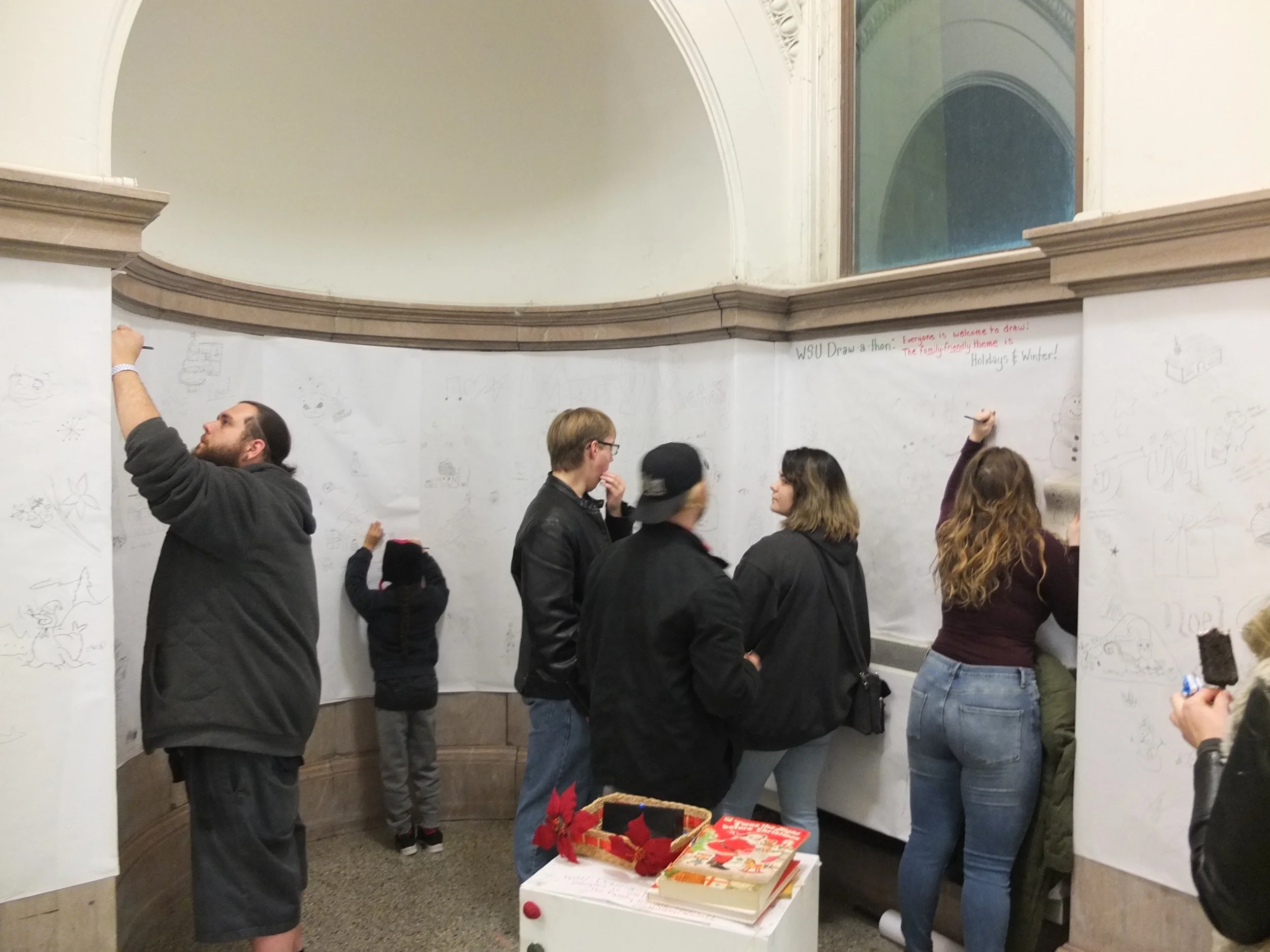 Another view of Draw-A-thon, which took place December 2, 2017 in the historic Old Main building on WSU's campus.