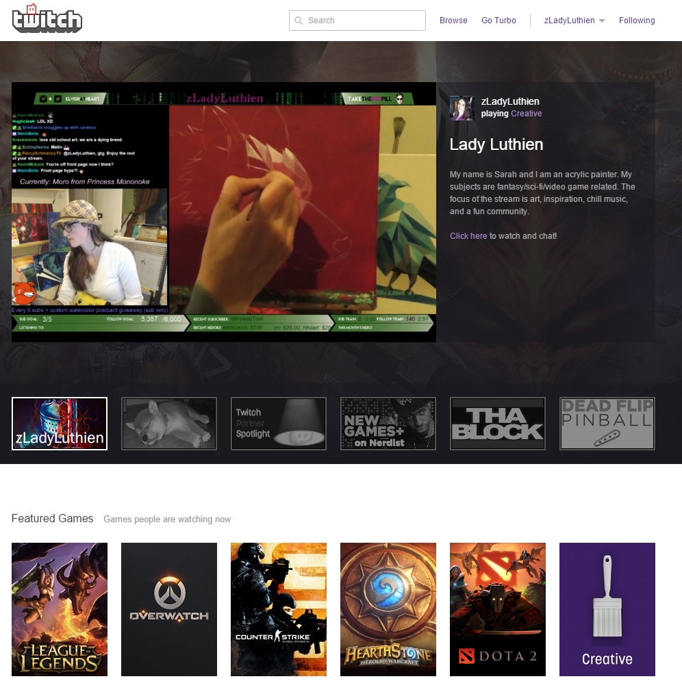 (Front page of Twitch, 2015)