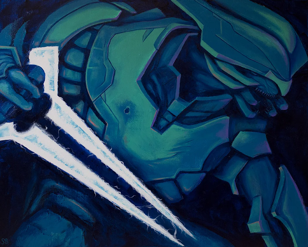 Halo "Elite" Character. Acrylic on canvas, 2015.