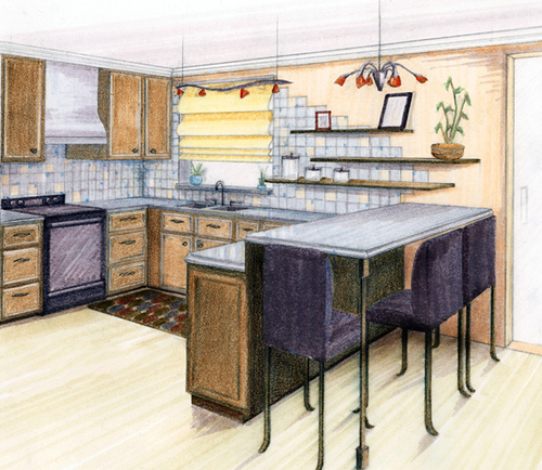 Kitchen Design, Prisma Colored Pencil 2008.