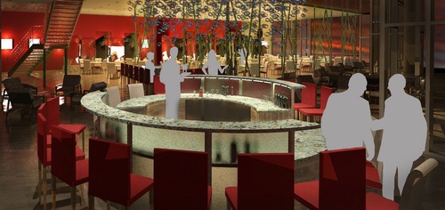 Private Bar, Sushi Restaurant Concept called "Koi", 3D Rendering, 2009