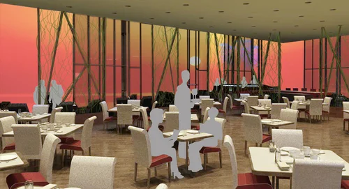 Main Dining, Sushi Restaurant Concept called "Koi", 3D Rendering, 2009