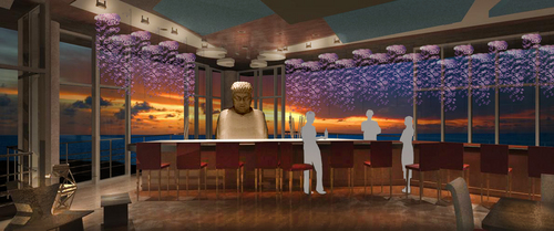 Buddha Bar, Sushi Restaurant Concept called "Koi", 3D Rendering, 2009