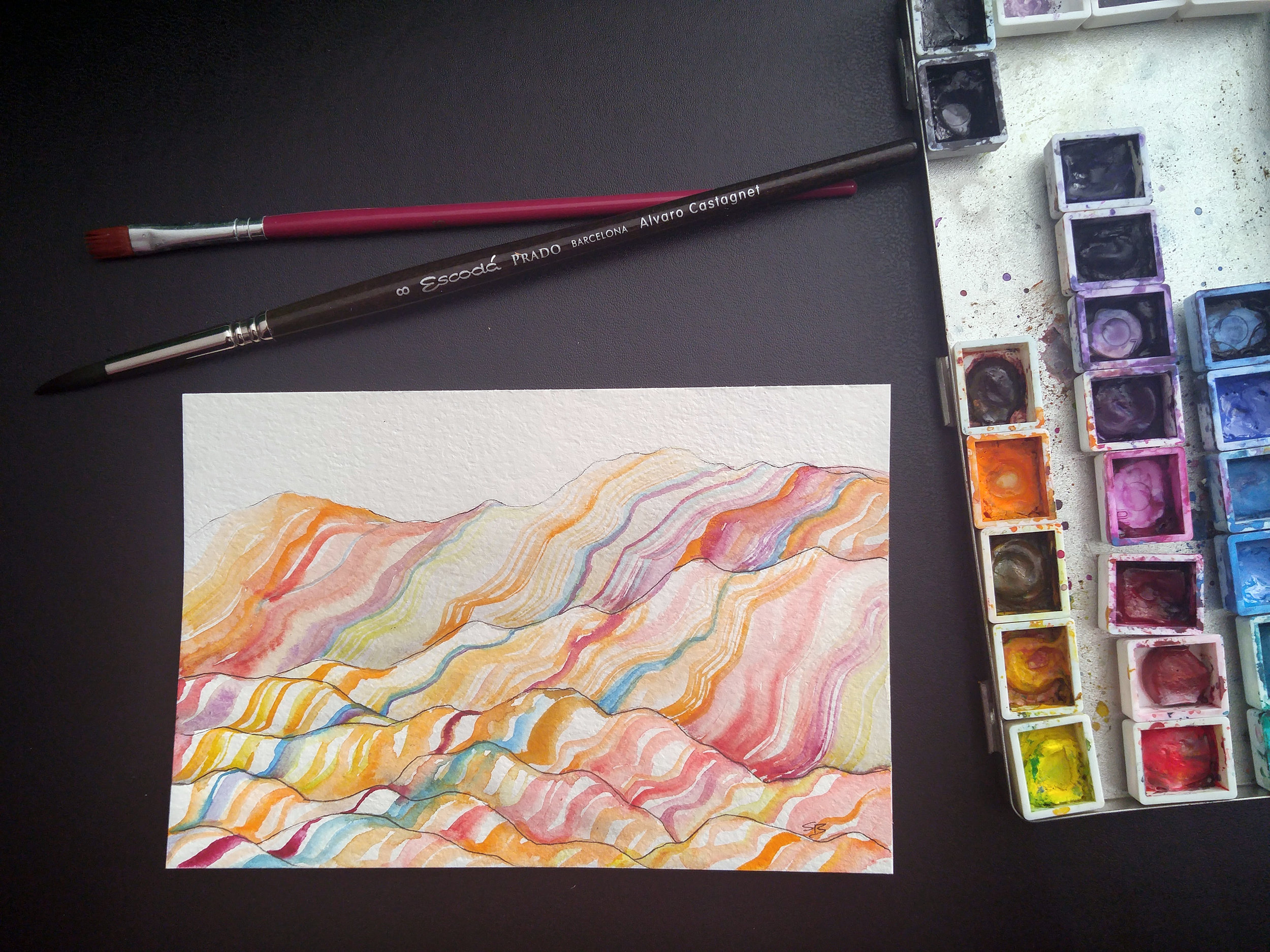 Chinese Rainbow Mountains... probably one of the hardest mountain ranges I've ever painted. It feels so abstract!