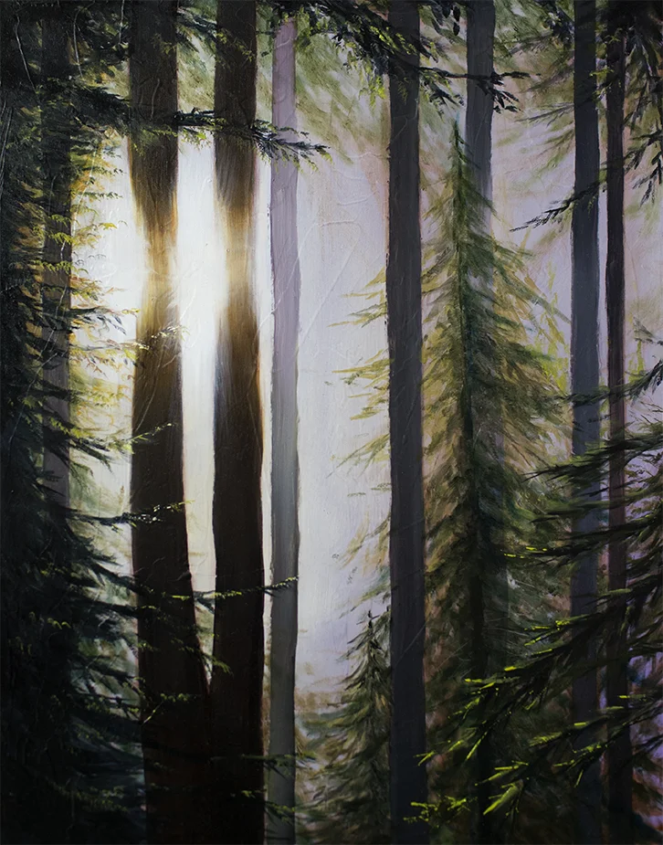 Forest Light 32, Oil on board. 2018 Sarah Burns.