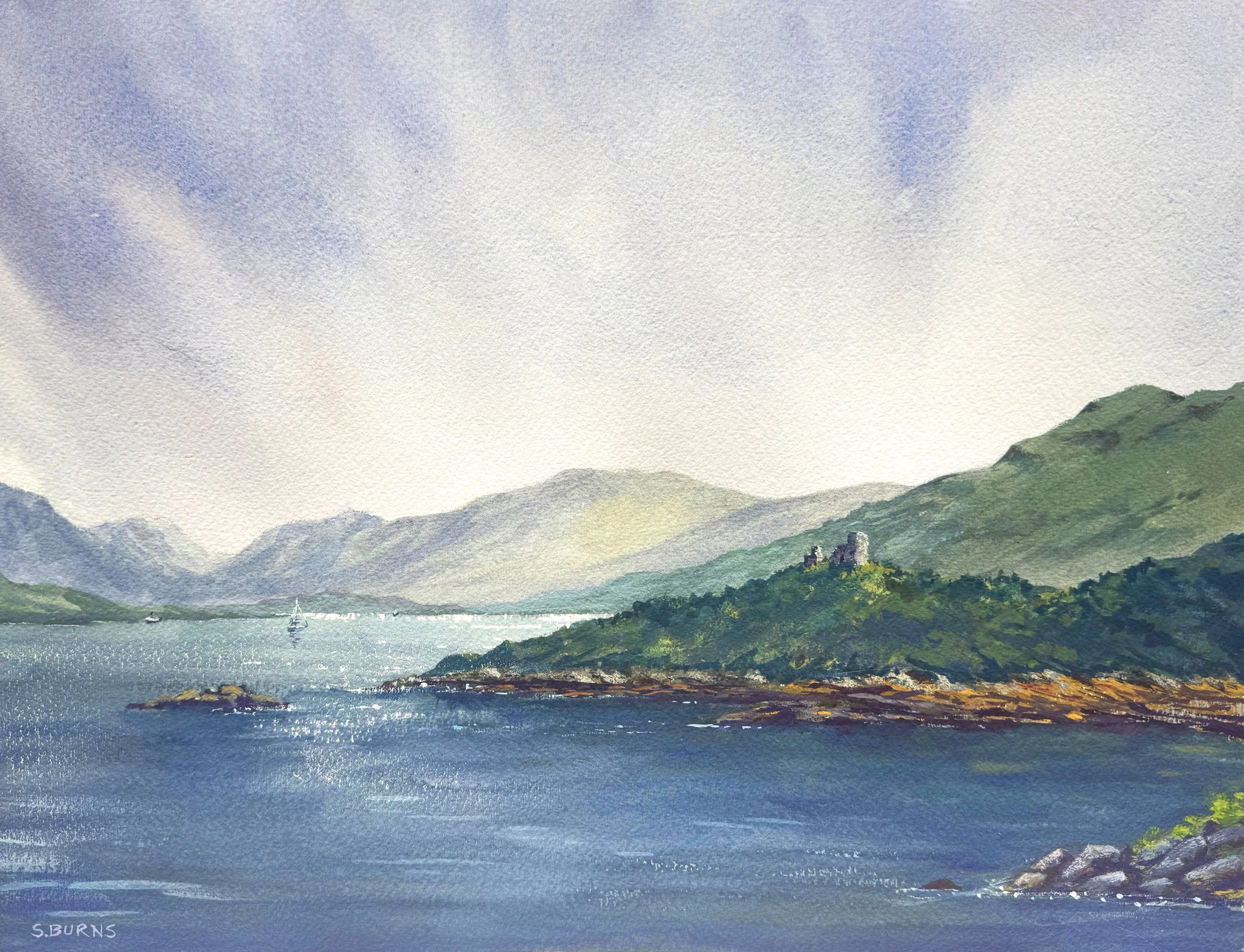 Those Isle Skies - gouache plein air