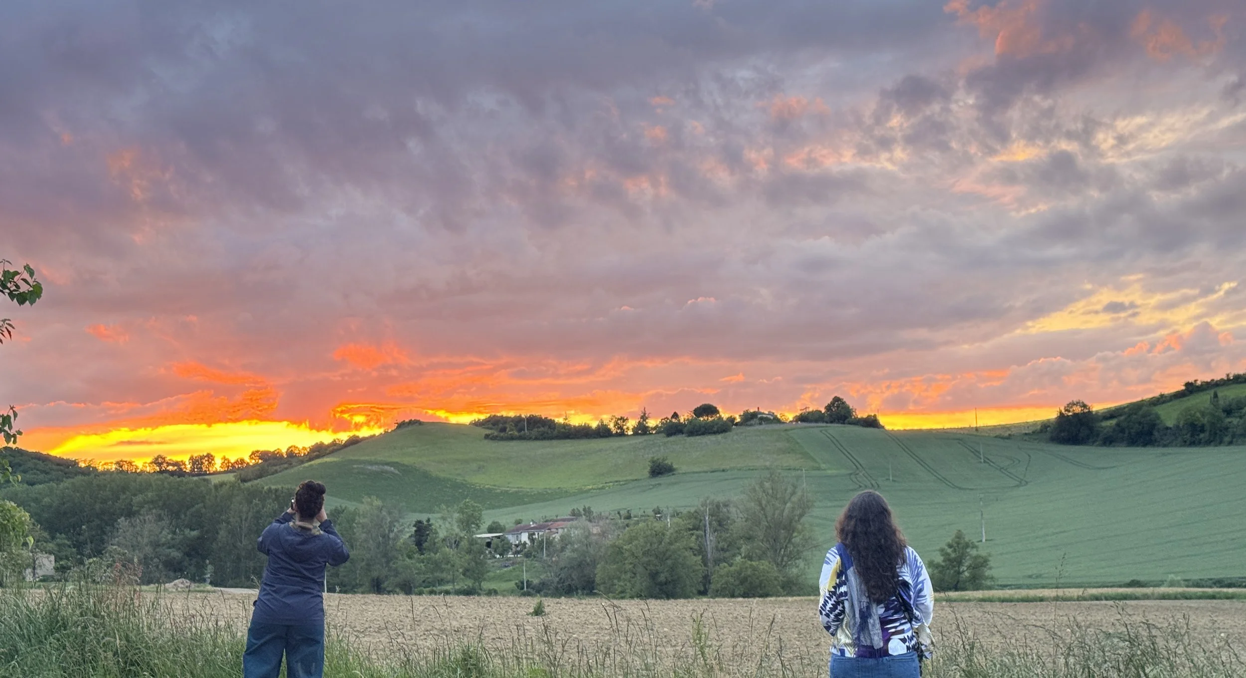 Watching the sunset after a long day of painting