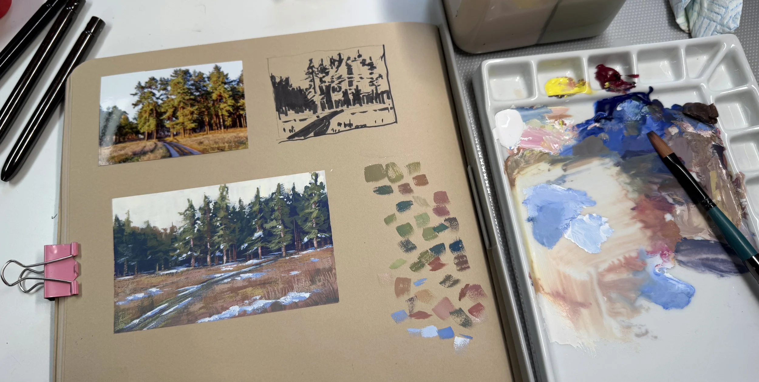 Gouache forest studies