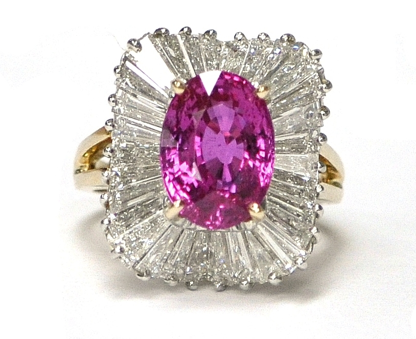 Pink Sapphire and Diamond Ring