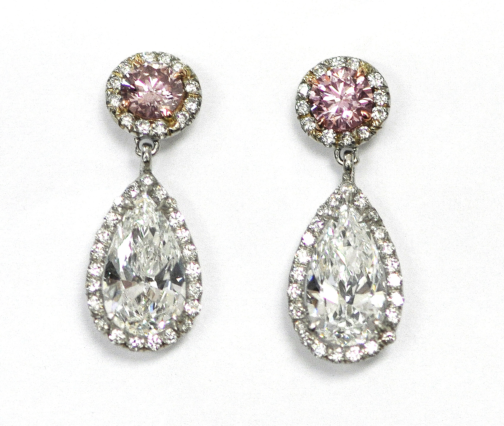 White & Pink Diamond Earrings
