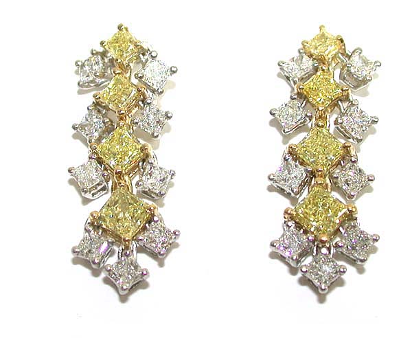 Yellow & White Diamond Earrings