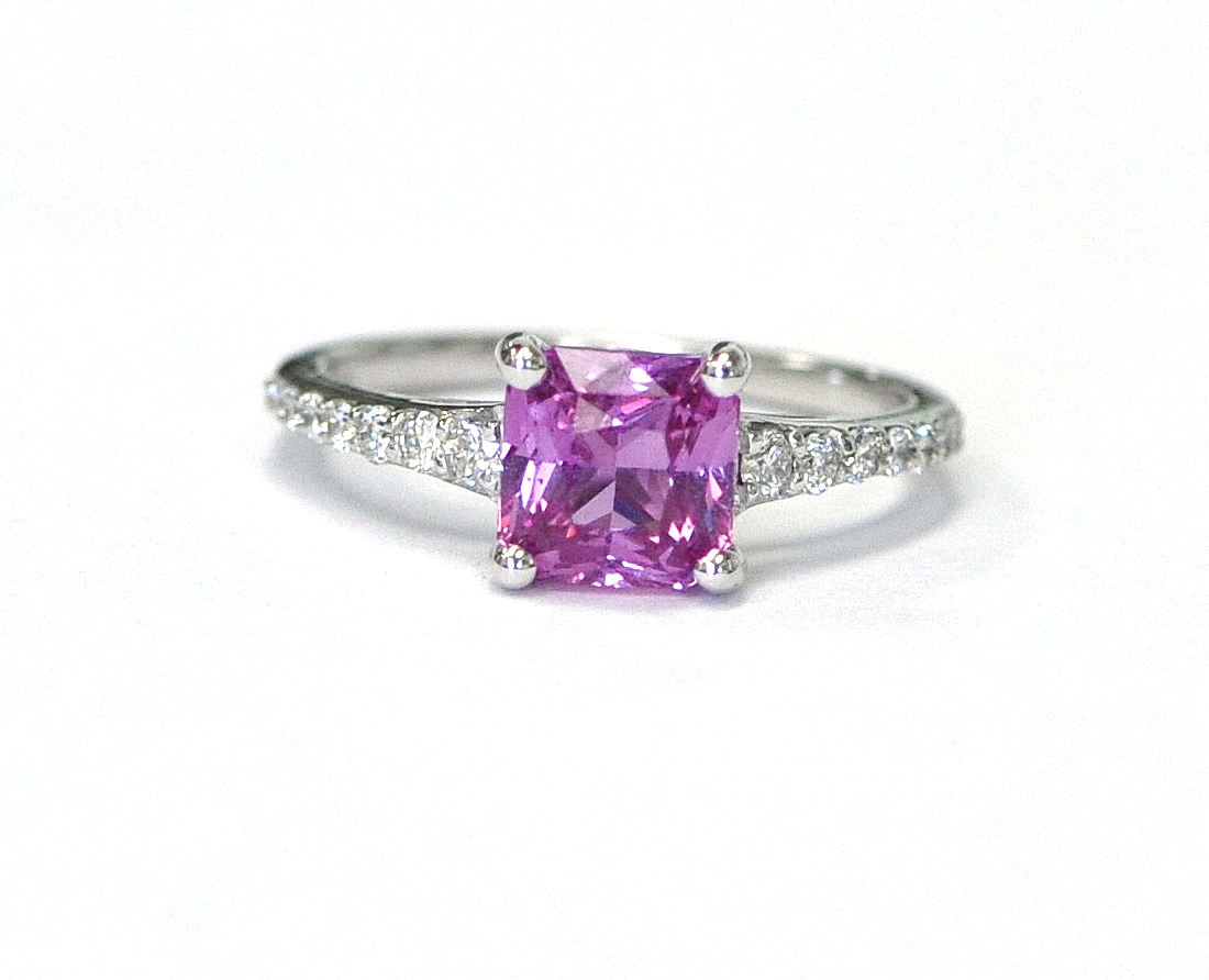 Pink Sapphire & Diamond Ring