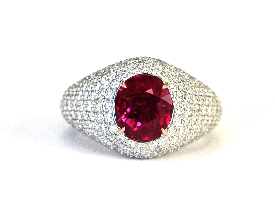 Unheated Ruby & Diamond Ring