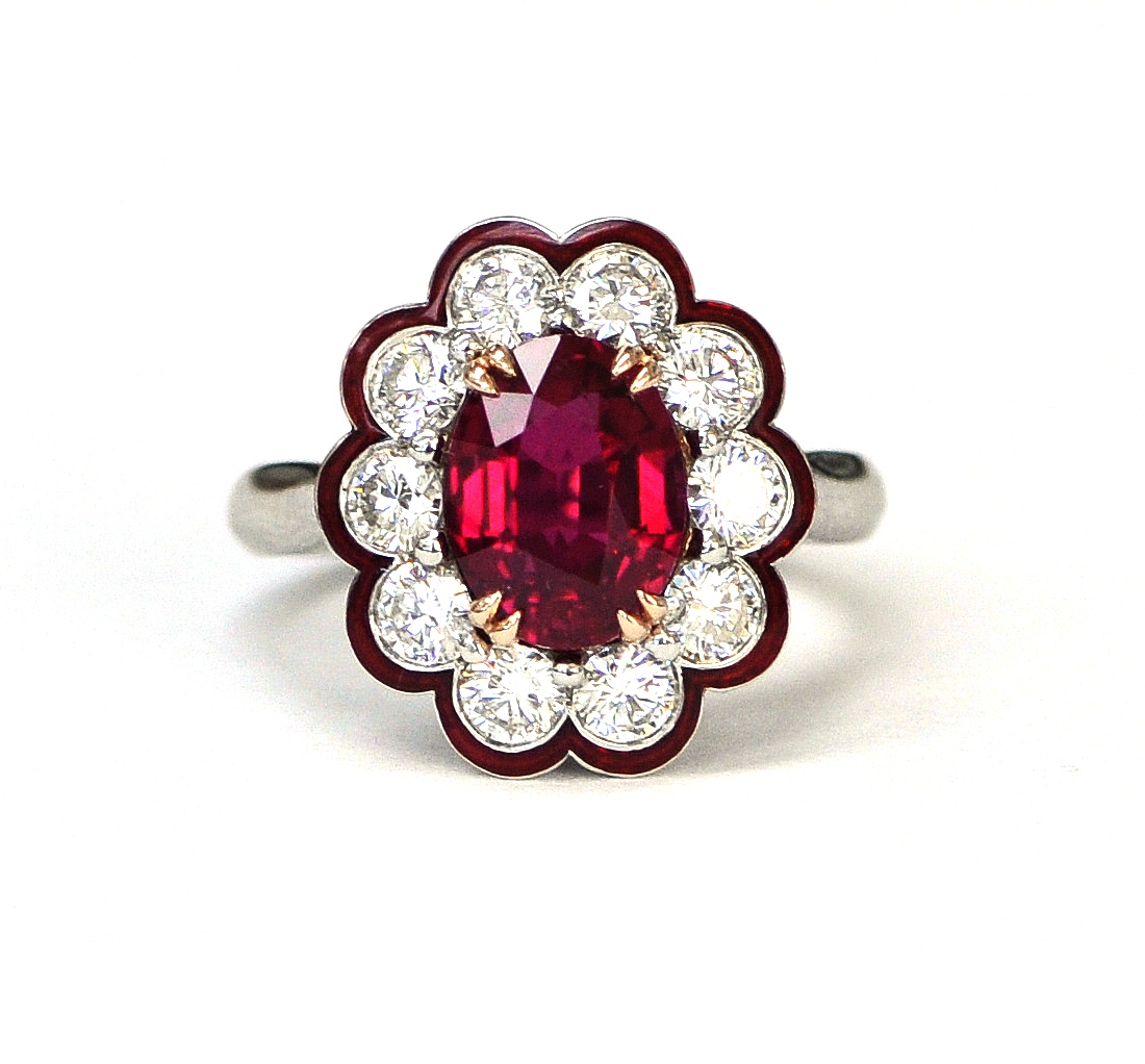 3ct Unheated Ruby & Diamond Ring