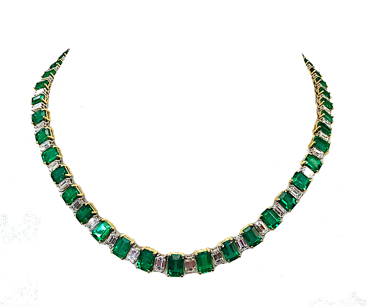 38ct Emerald and Diamond Necklace