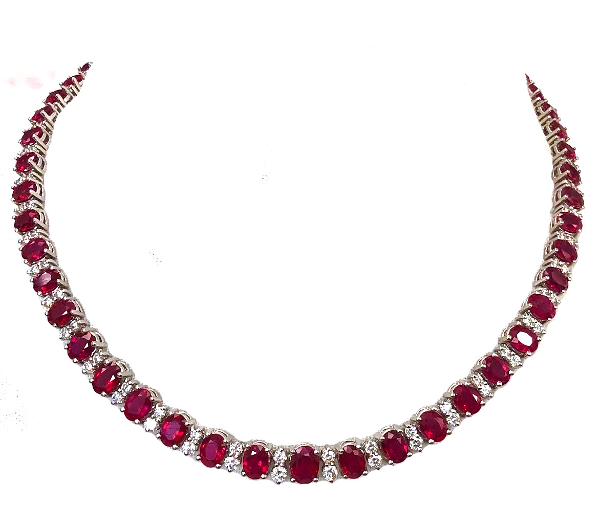37.50ct Ruby and Diamond Necklace
