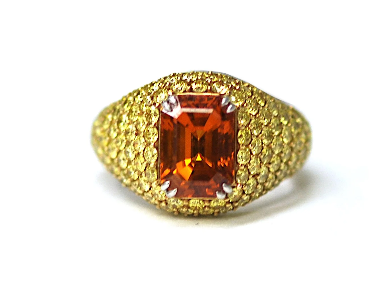 4ct Orange Sapphire &amp; NFY Diamond Ring