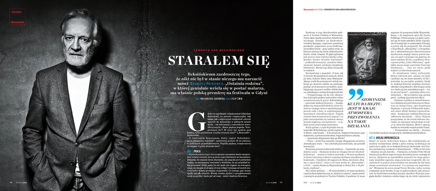 ANDRZEJ SEWERYN FOR NEWSWEEK POLSKA 39/2016