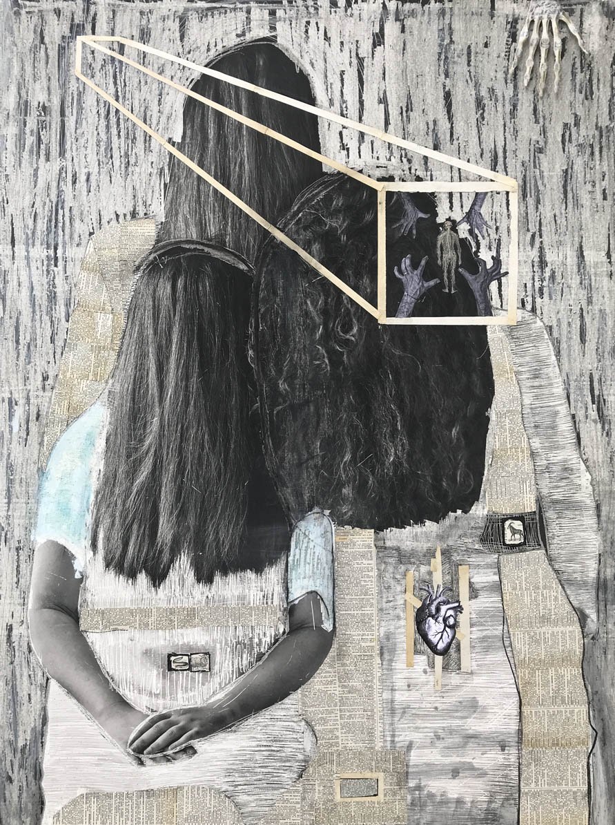 collage, mixed media on dibont, 110,0 x 83,0 cm;  2022