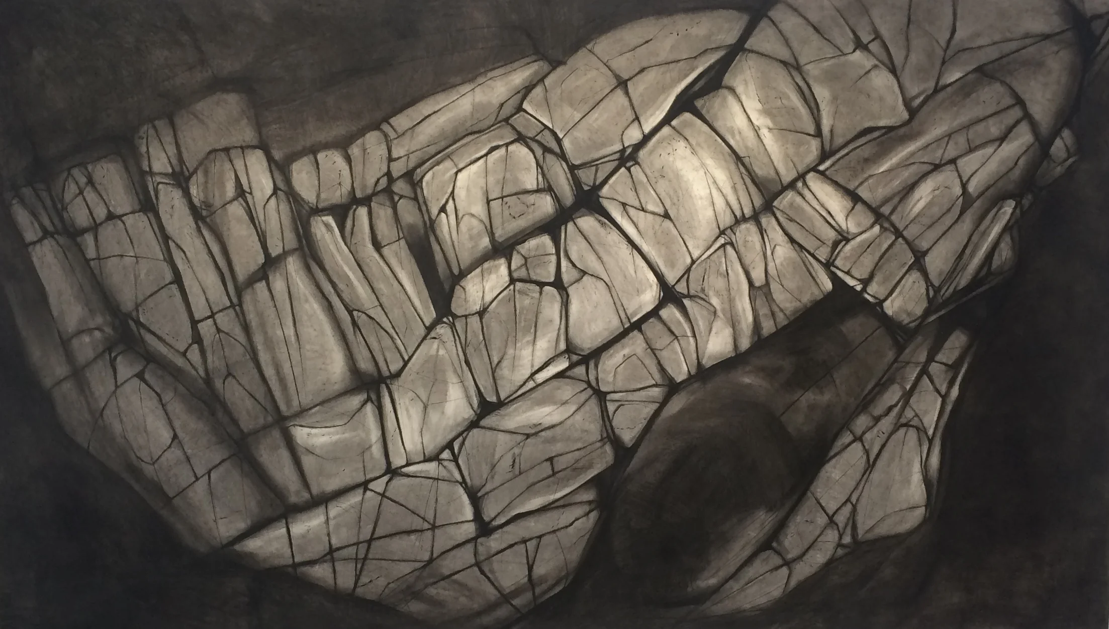 Ellis O'Connor - Shifting Land (Charcoal and conté on paper)