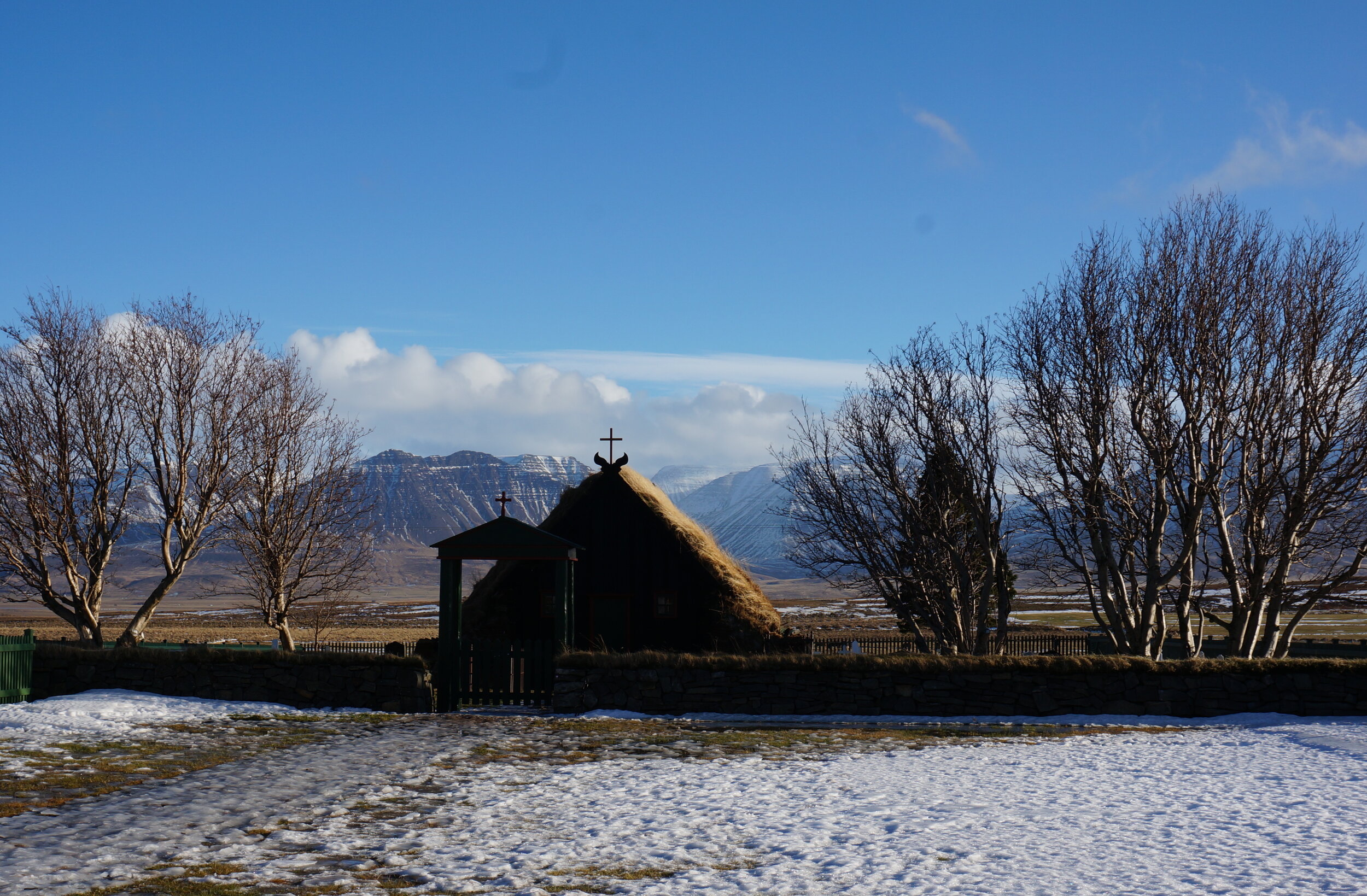  Víðimýrarkirkja turf church, Skagafjörður, Iceland (February 2019). 