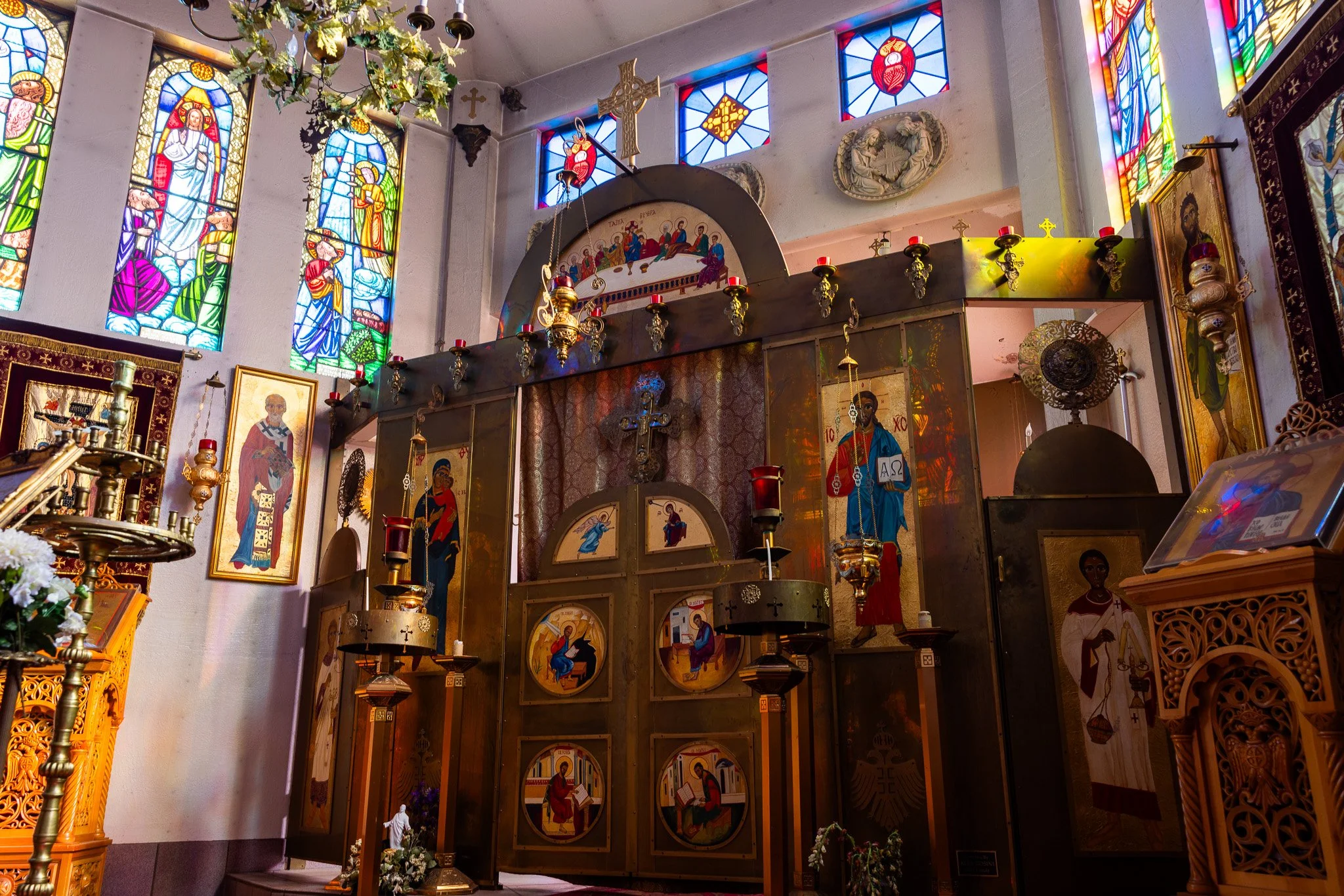 Front facing shot of an iconostasis at Holy Cross Monastery as part of their web design | Nik Bartunek