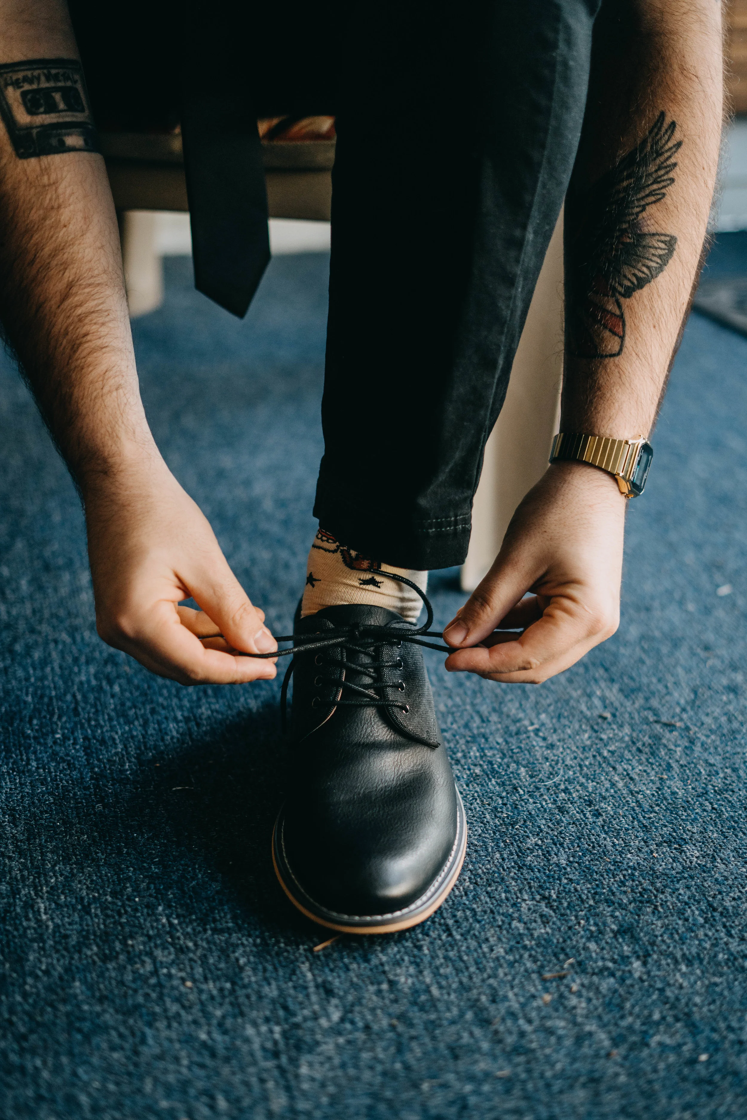 Groom Getting Ready | American Traditional Tattoo Themed Eco Friendly Dark Florida Wedding