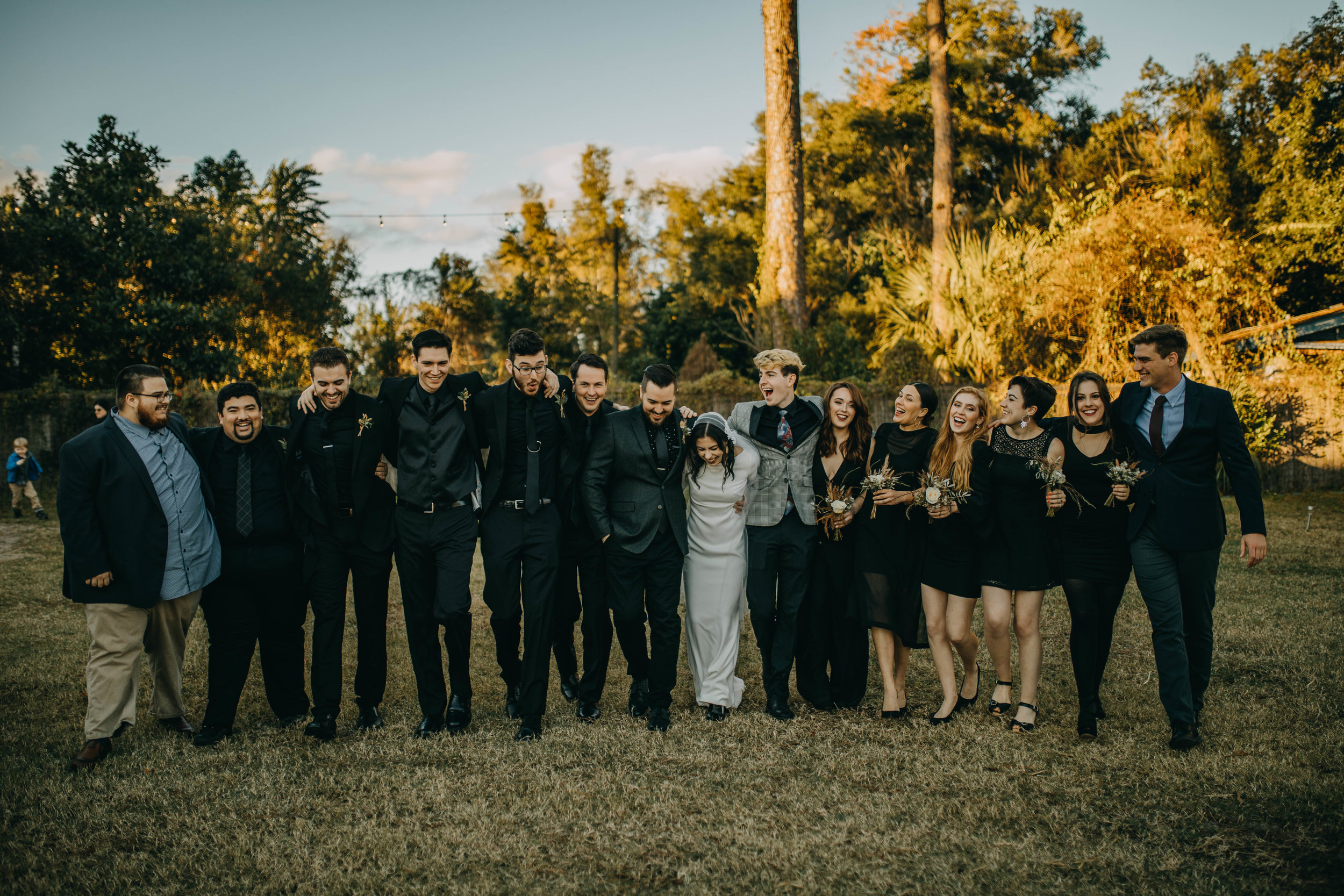 Bridal Party Photos | American Traditional Tattoo Themed Eco Friendly Dark Florida Wedding