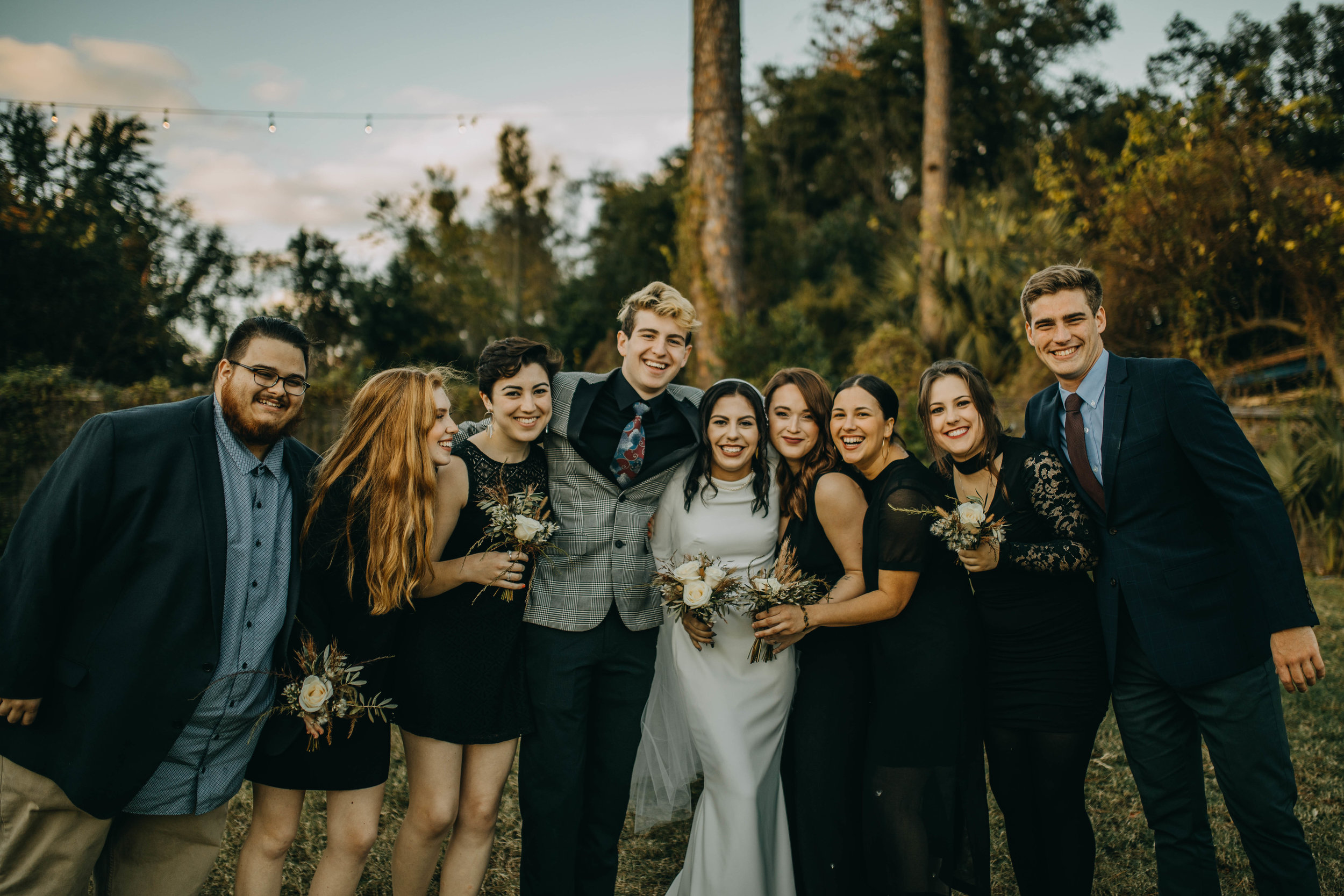 Fun Bridal Party Pictures | American Traditional Tattoo Themed Eco Friendly Dark Florida Wedding