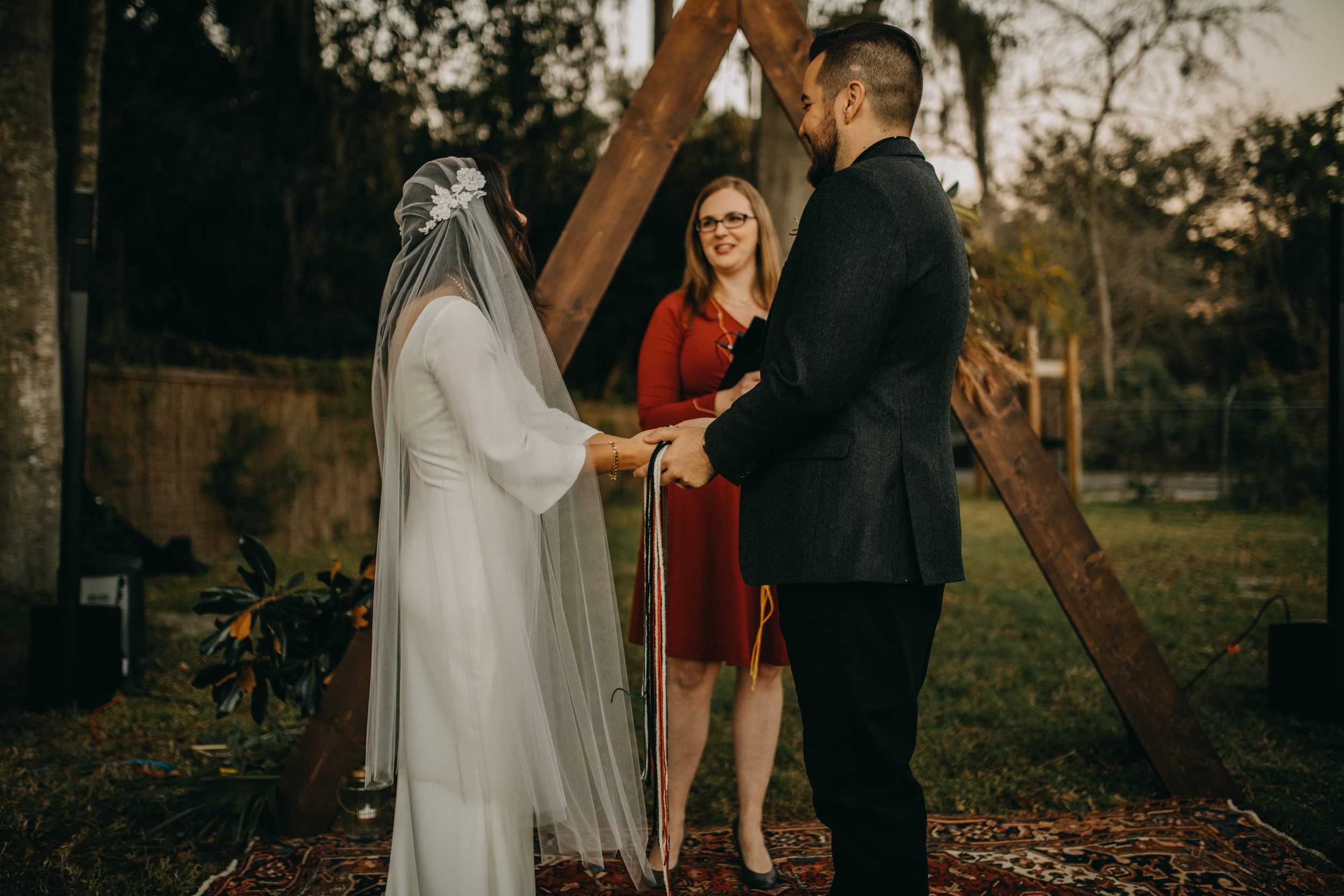 Sunset Outdoor Ceremony | American Traditional Tattoo Themed Eco Friendly Dark Florida Wedding