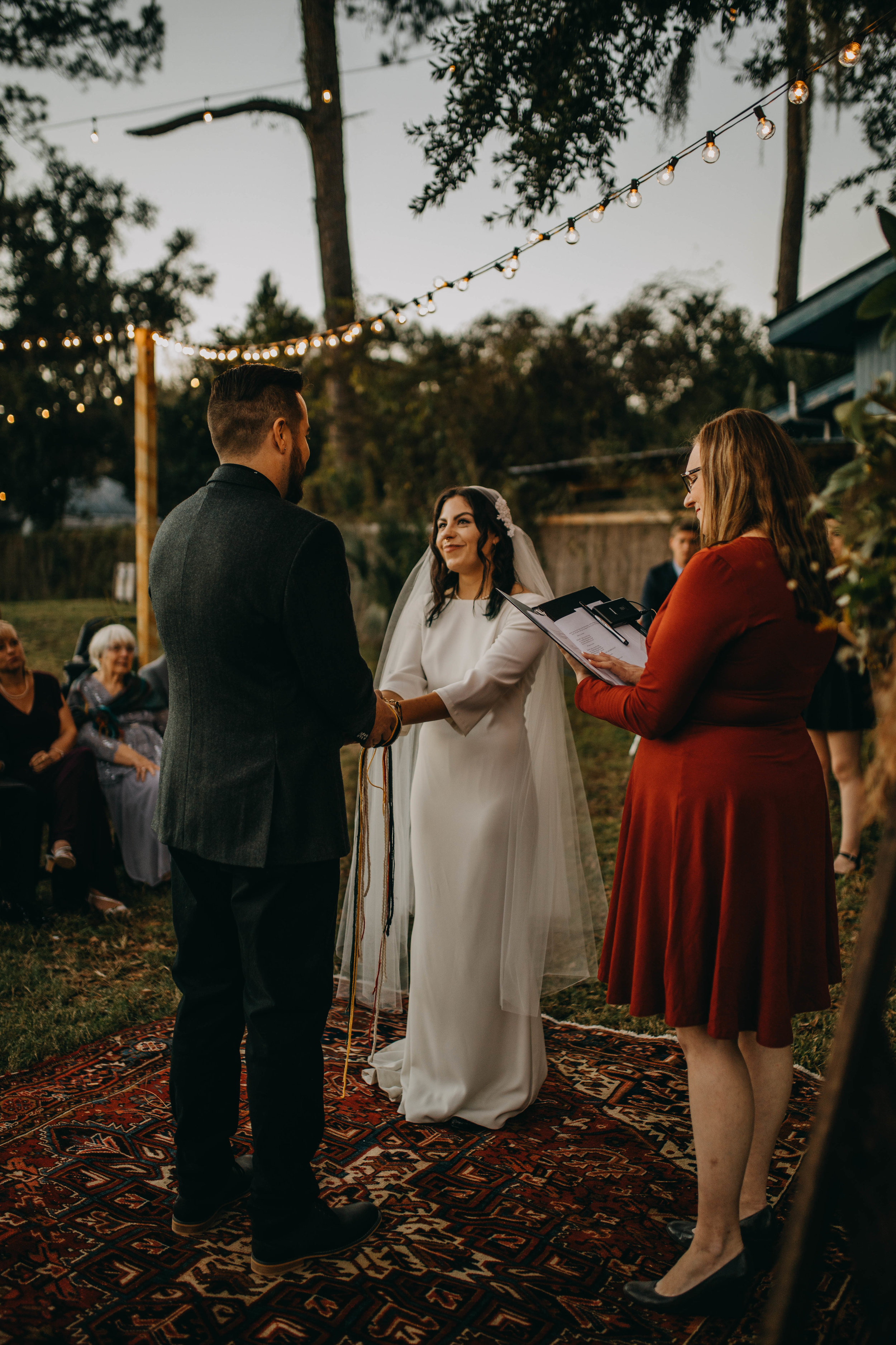 Sunset Outdoor Ceremony | American Traditional Tattoo Themed Eco Friendly Dark Florida Wedding