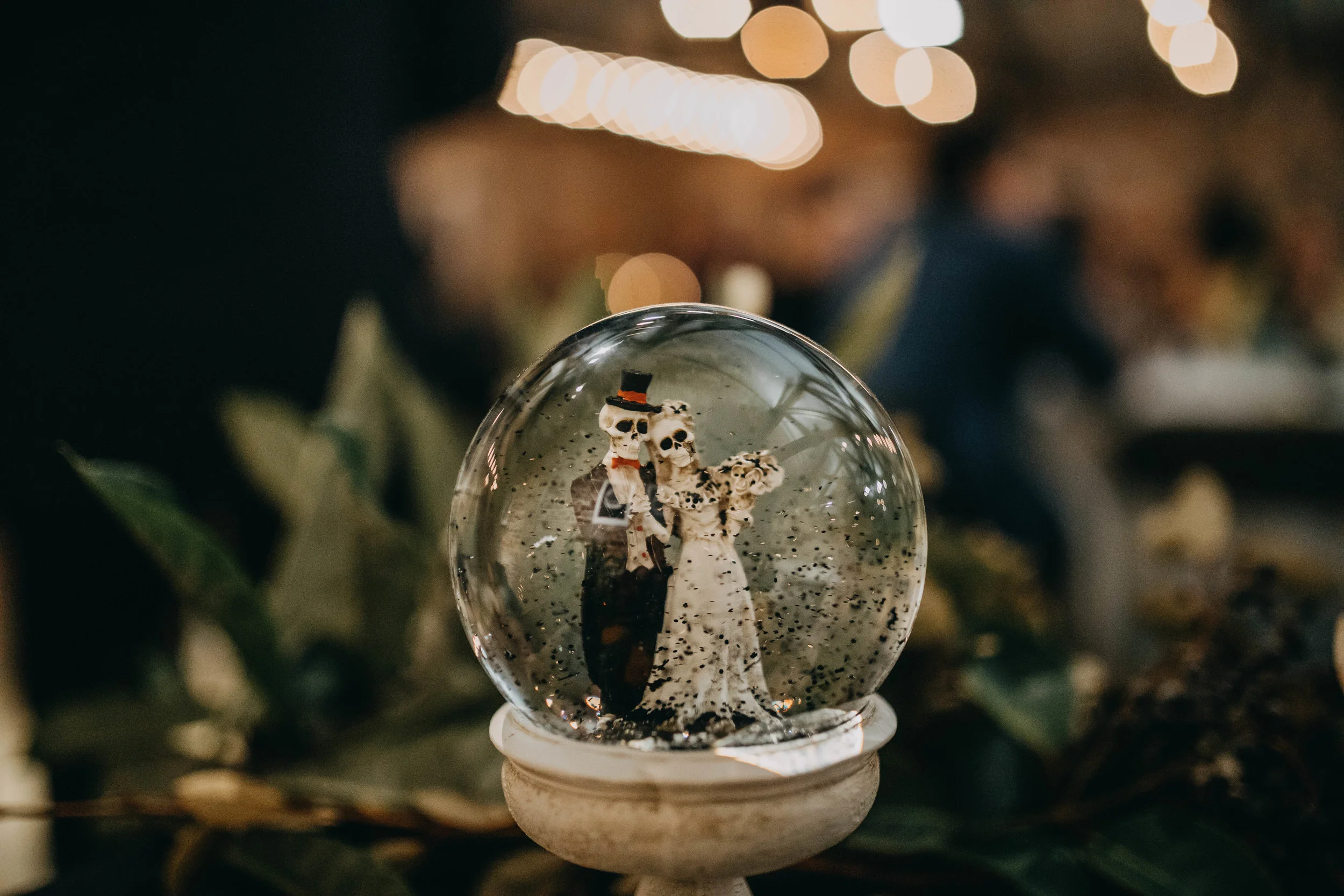 Snow Globe Decor | American Traditional Tattoo Themed Eco Friendly Dark Florida Wedding