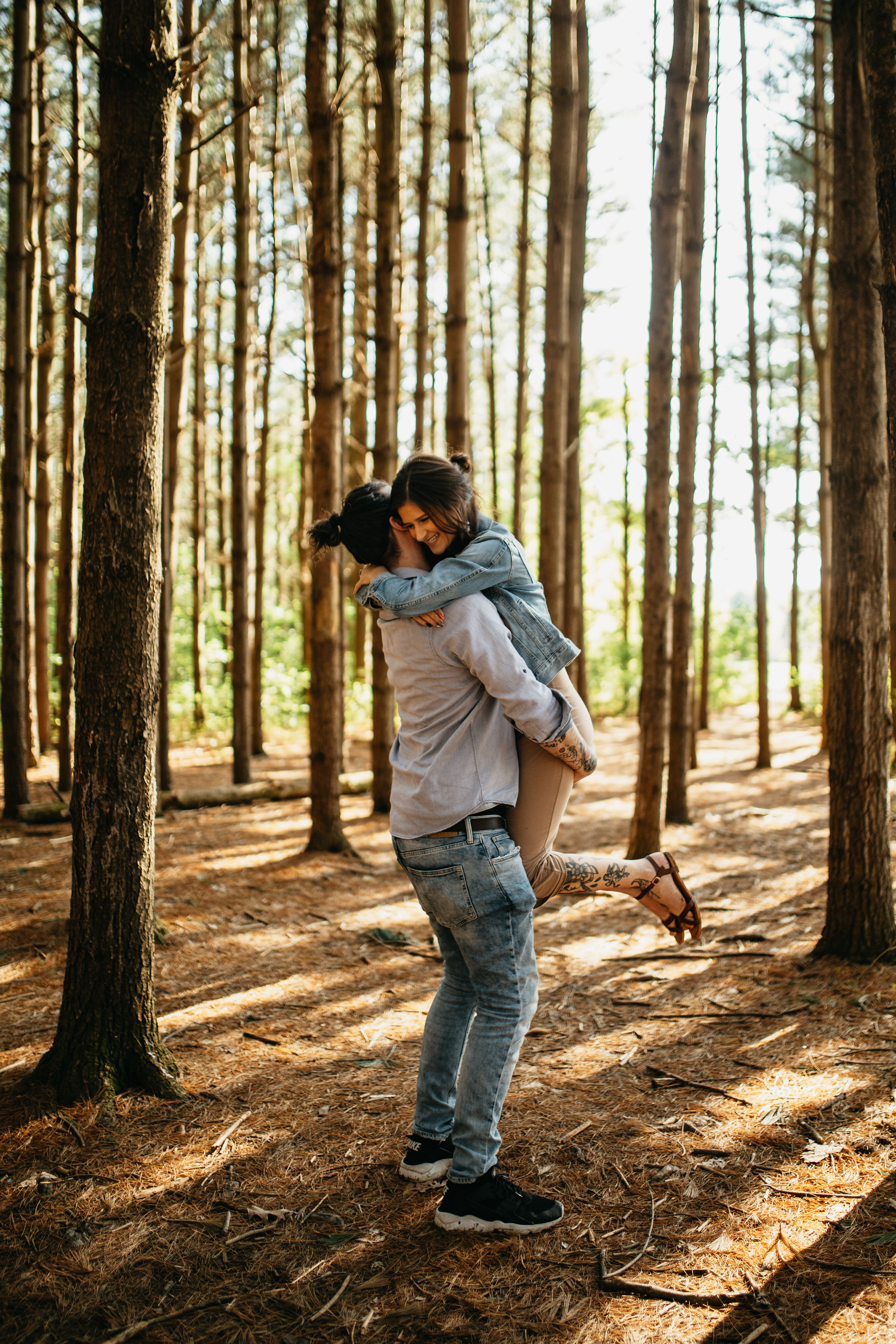 Golden Hour Pine Forest Engagement Session | Columbus Ohio Wedding Photography