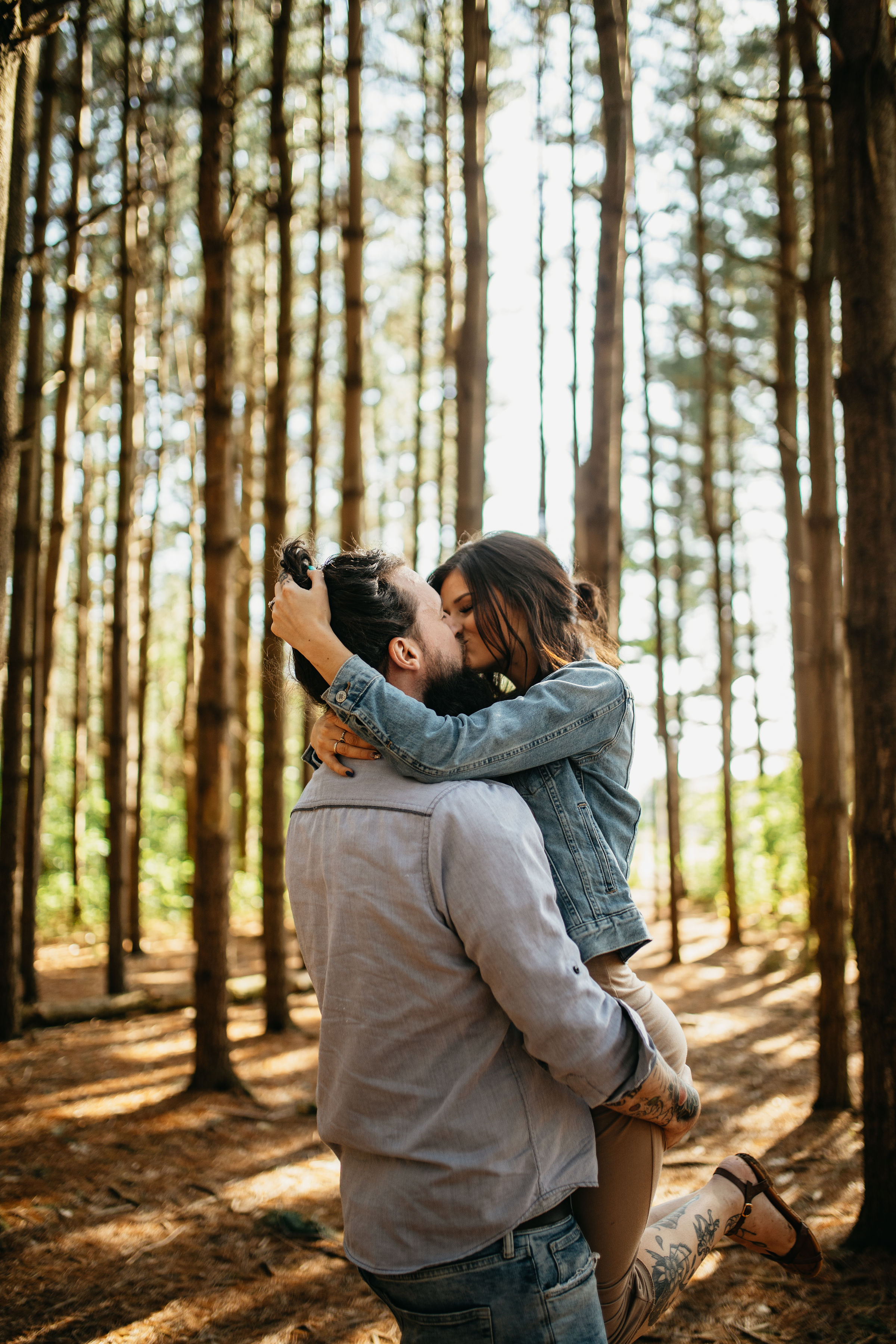 Golden Hour Pine Forest Engagement Session | Columbus Ohio Wedding Photography