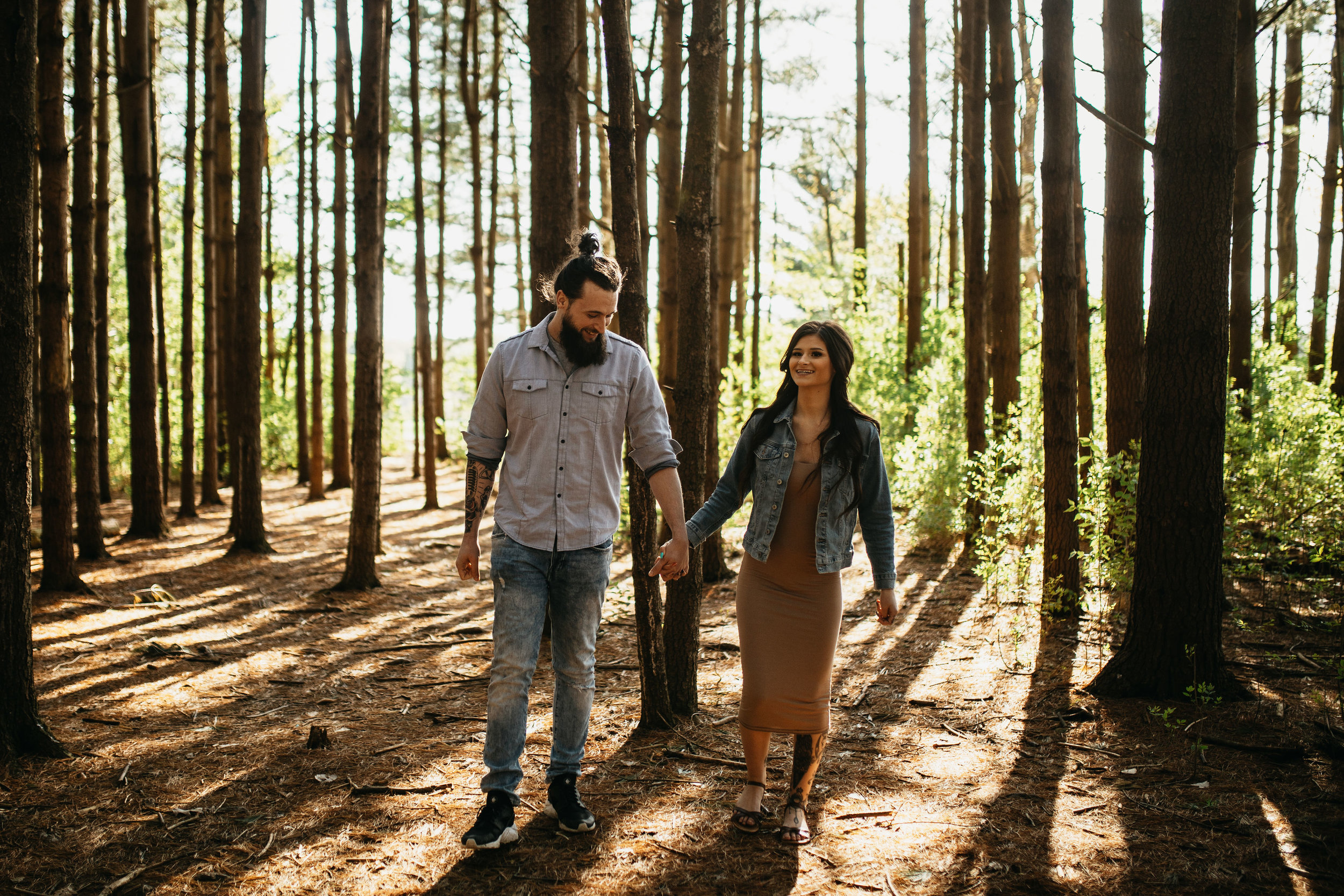 Golden Hour Pine Forest Engagement Session | Columbus Ohio Wedding Photography