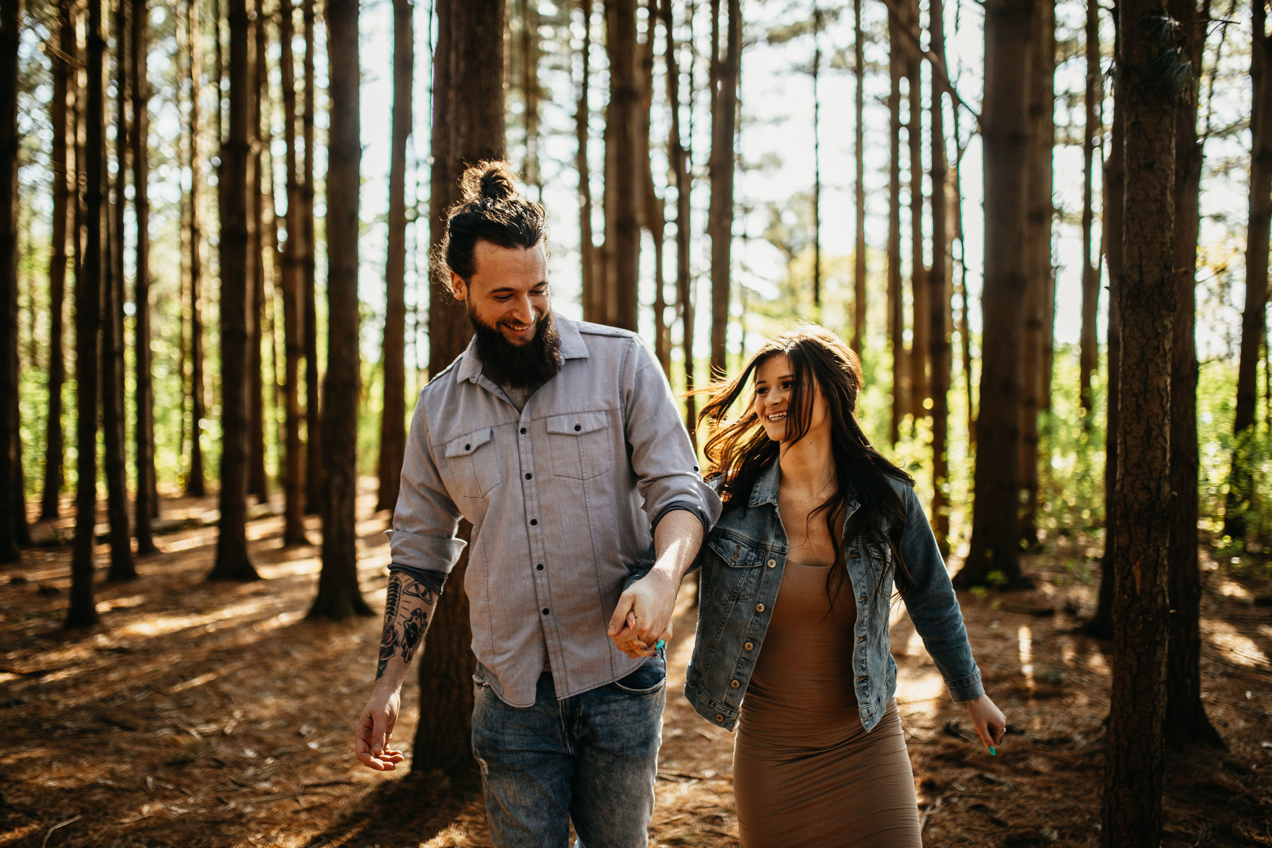 Golden Hour Pine Forest Engagement Session | Columbus Ohio Wedding Photography
