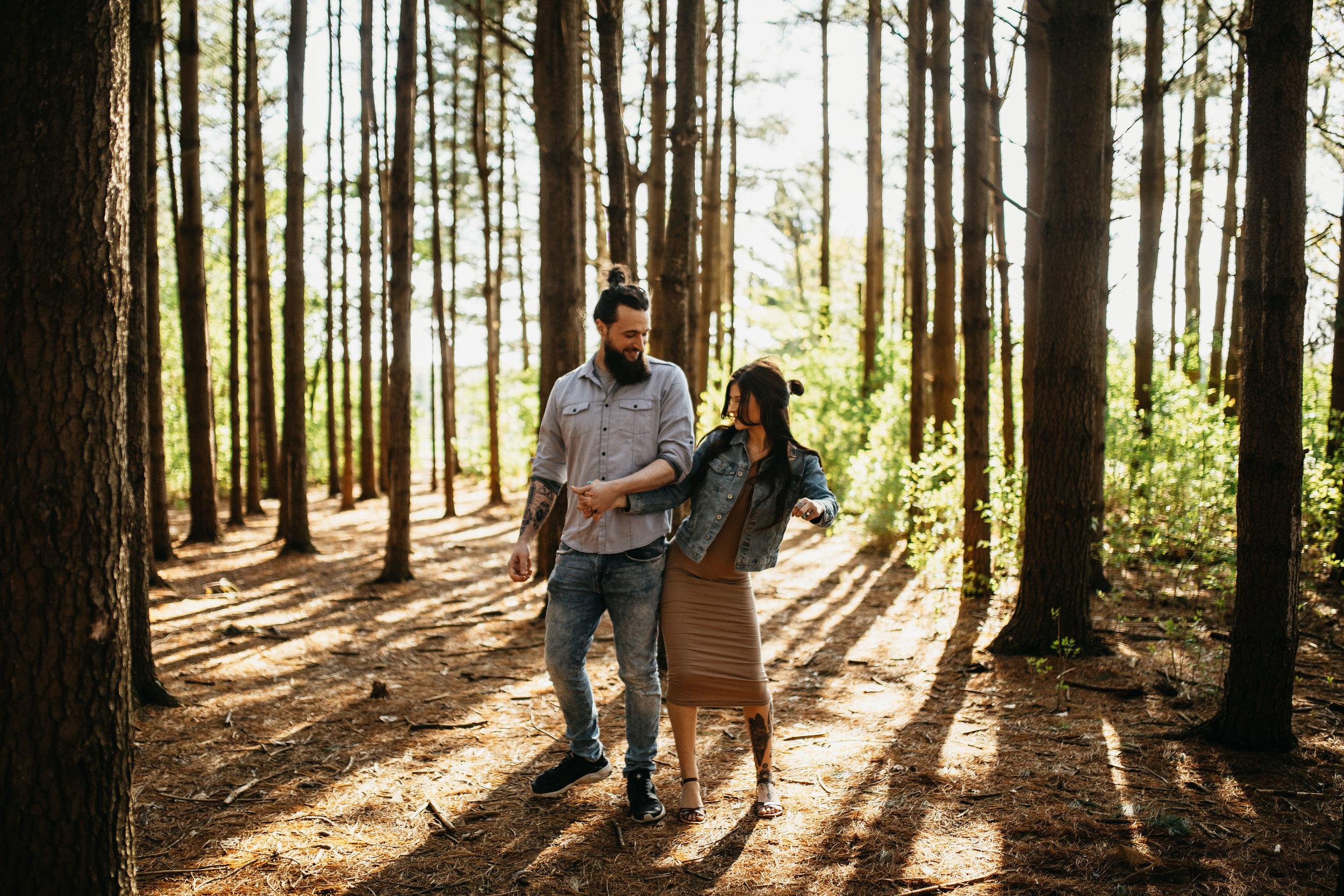 Golden Hour Pine Forest Engagement Session | Columbus Ohio Wedding Photography