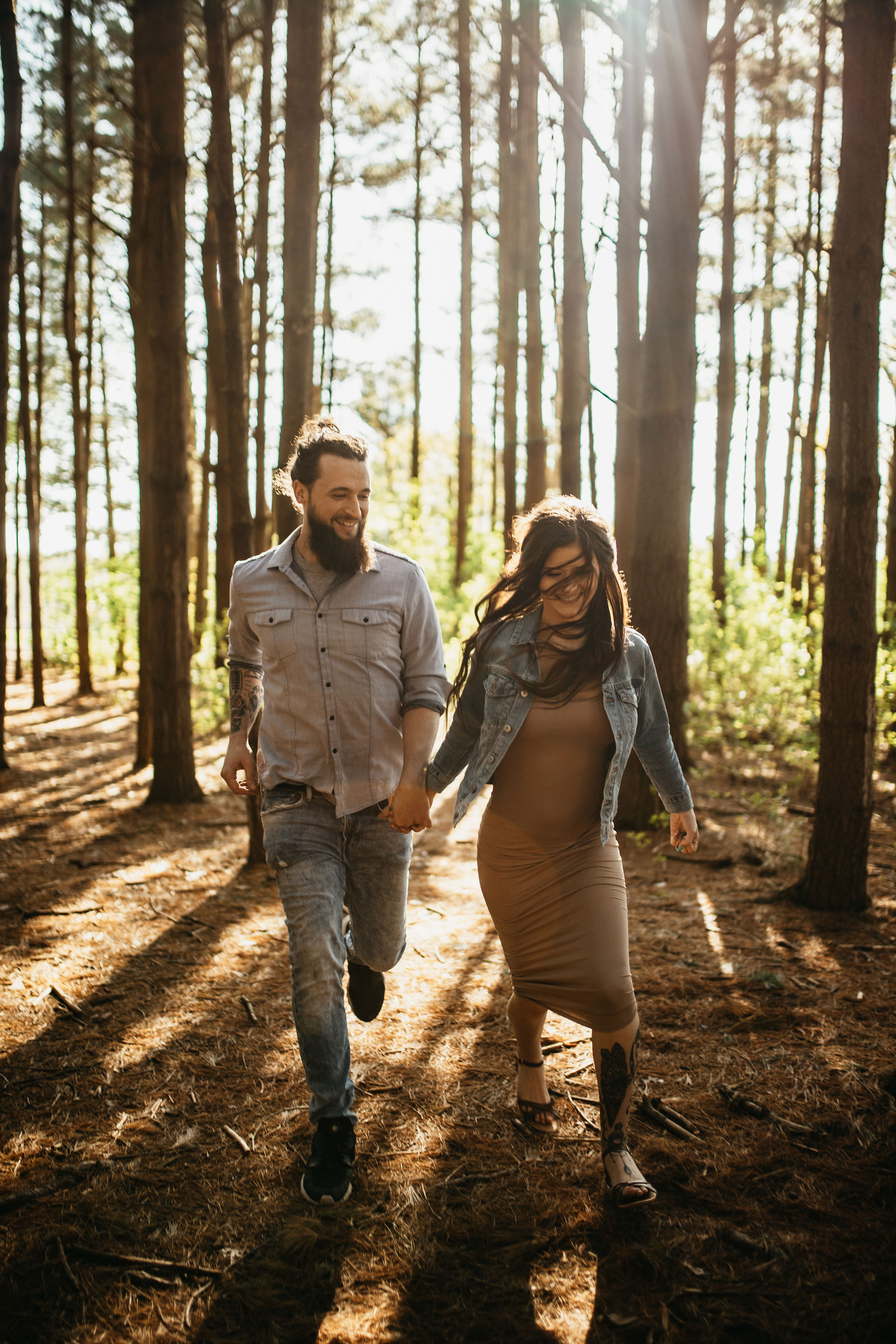 Golden Hour Pine Forest Engagement Session | Columbus Ohio Wedding Photography