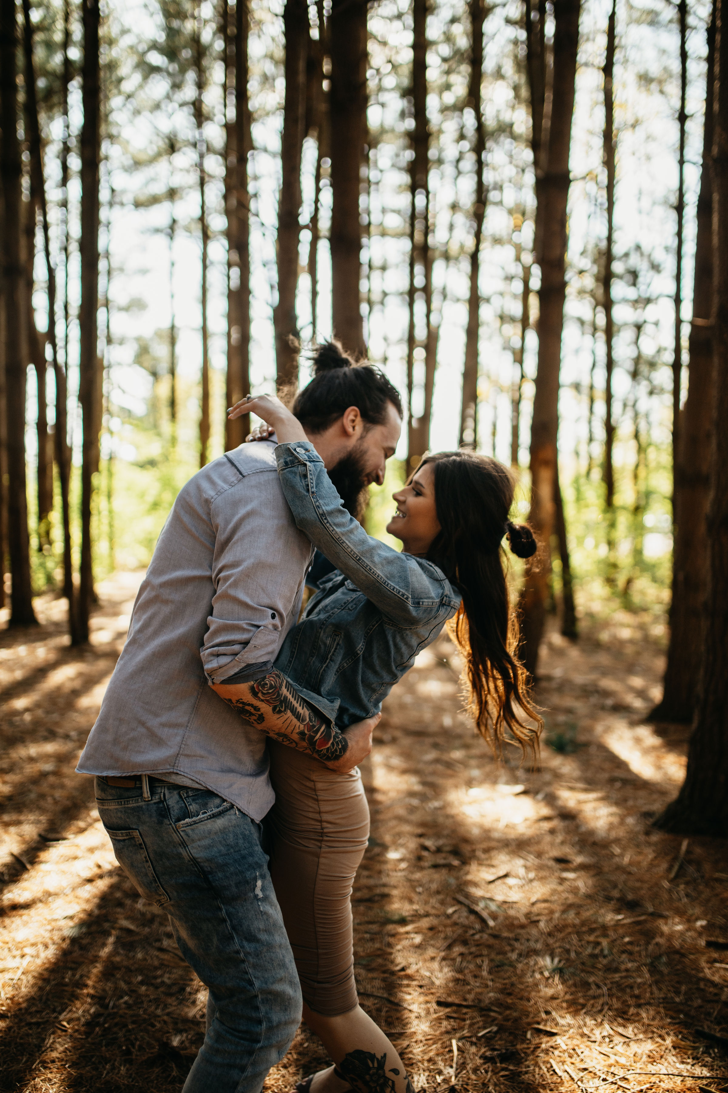 Golden Hour Pine Forest Engagement Session | Columbus Ohio Wedding Photography