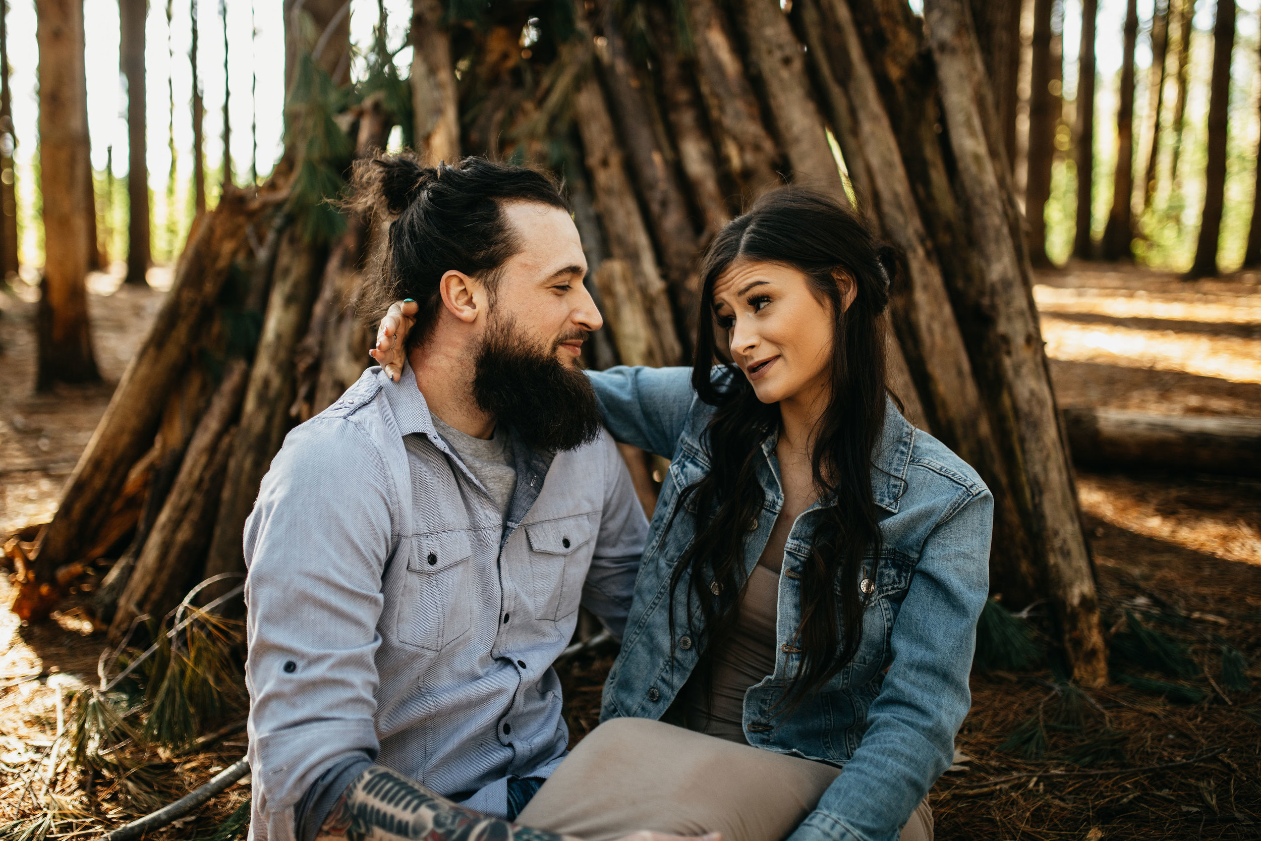 Golden Hour Pine Forest Engagement Session | Columbus Ohio Wedding Photography