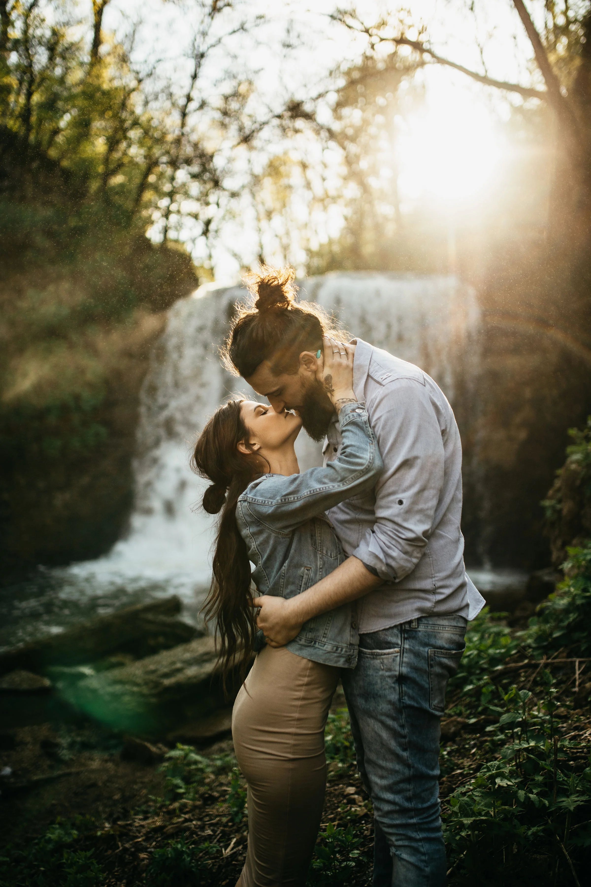 Sunset Waterfall Engagement Session | Columbus Ohio Wedding Photography