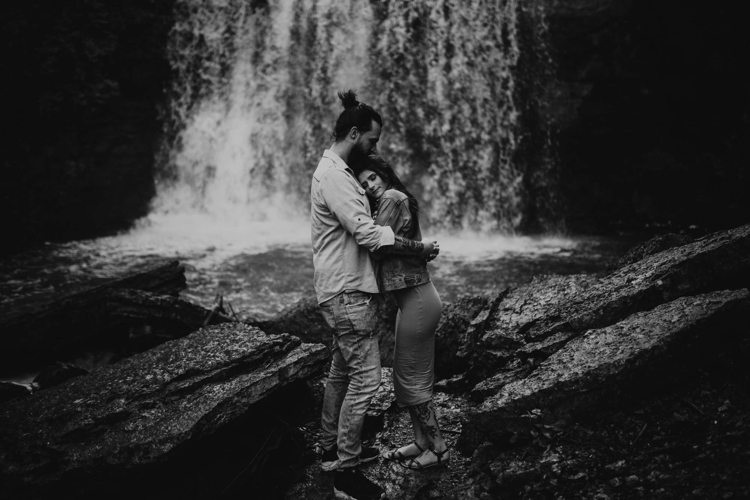 Moody Waterfall Ohio Engagement Photos