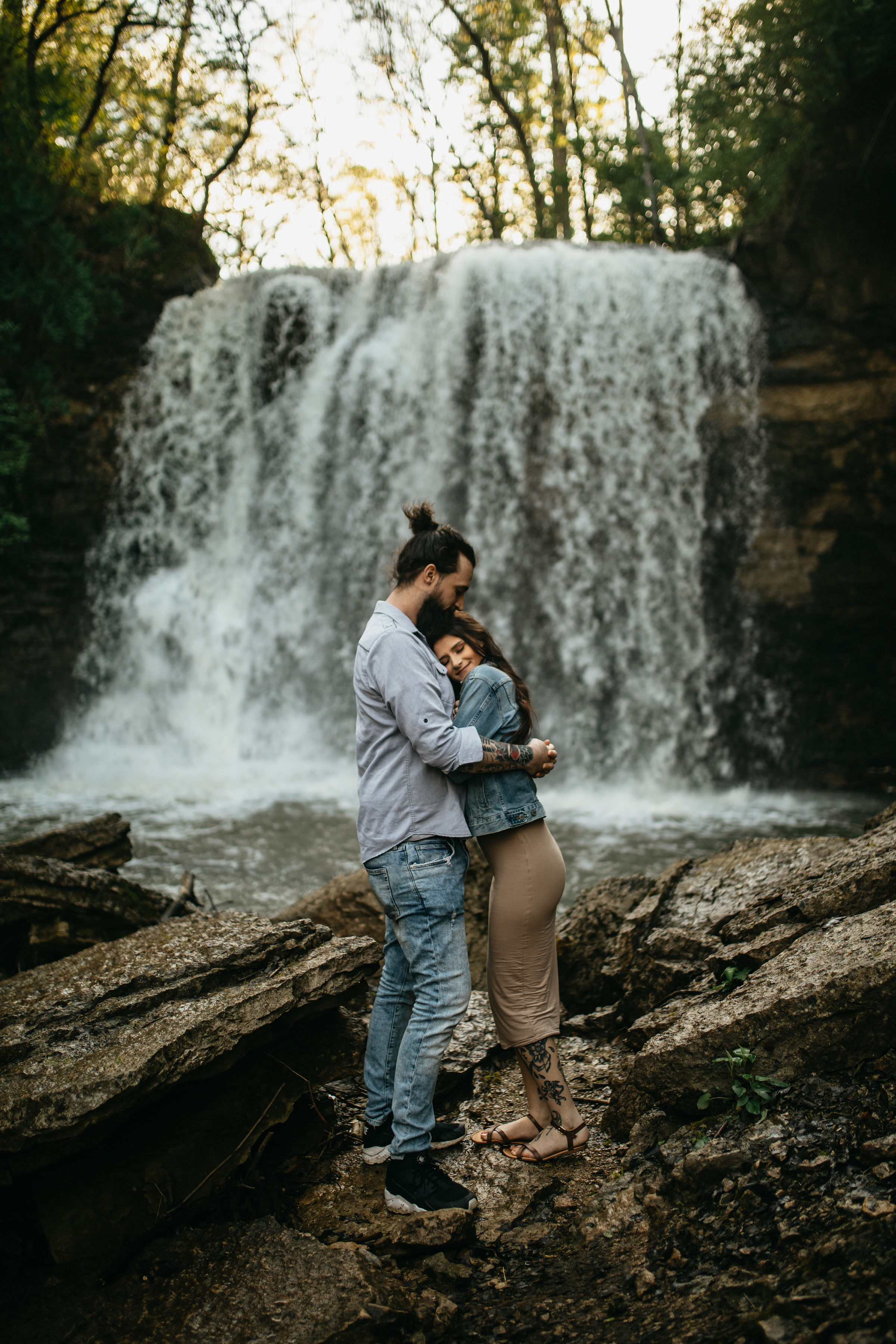 Moody Waterfall Ohio Engagement Photos