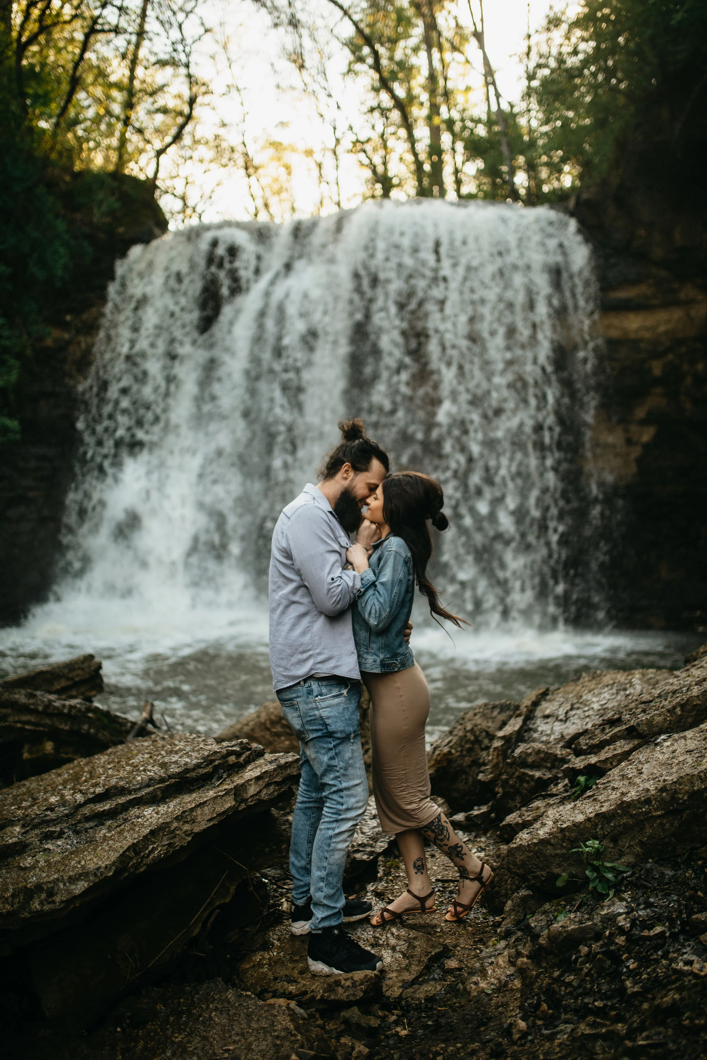 Moody Waterfall Ohio Engagement Photos